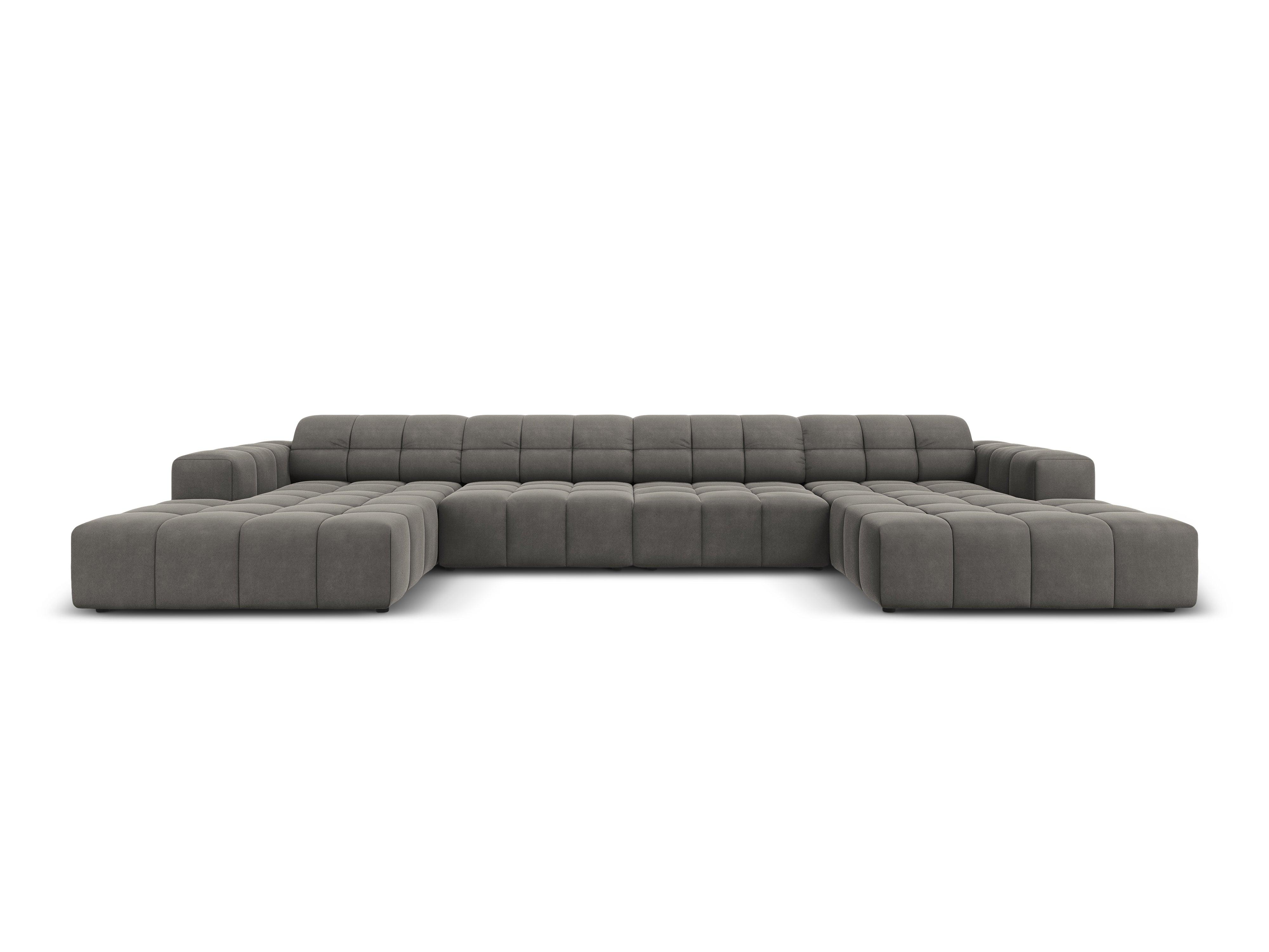 Sofa panoramiczna aksamitna 6-osobowa CHICAGO szary Cosmopolitan Design Eye on Design