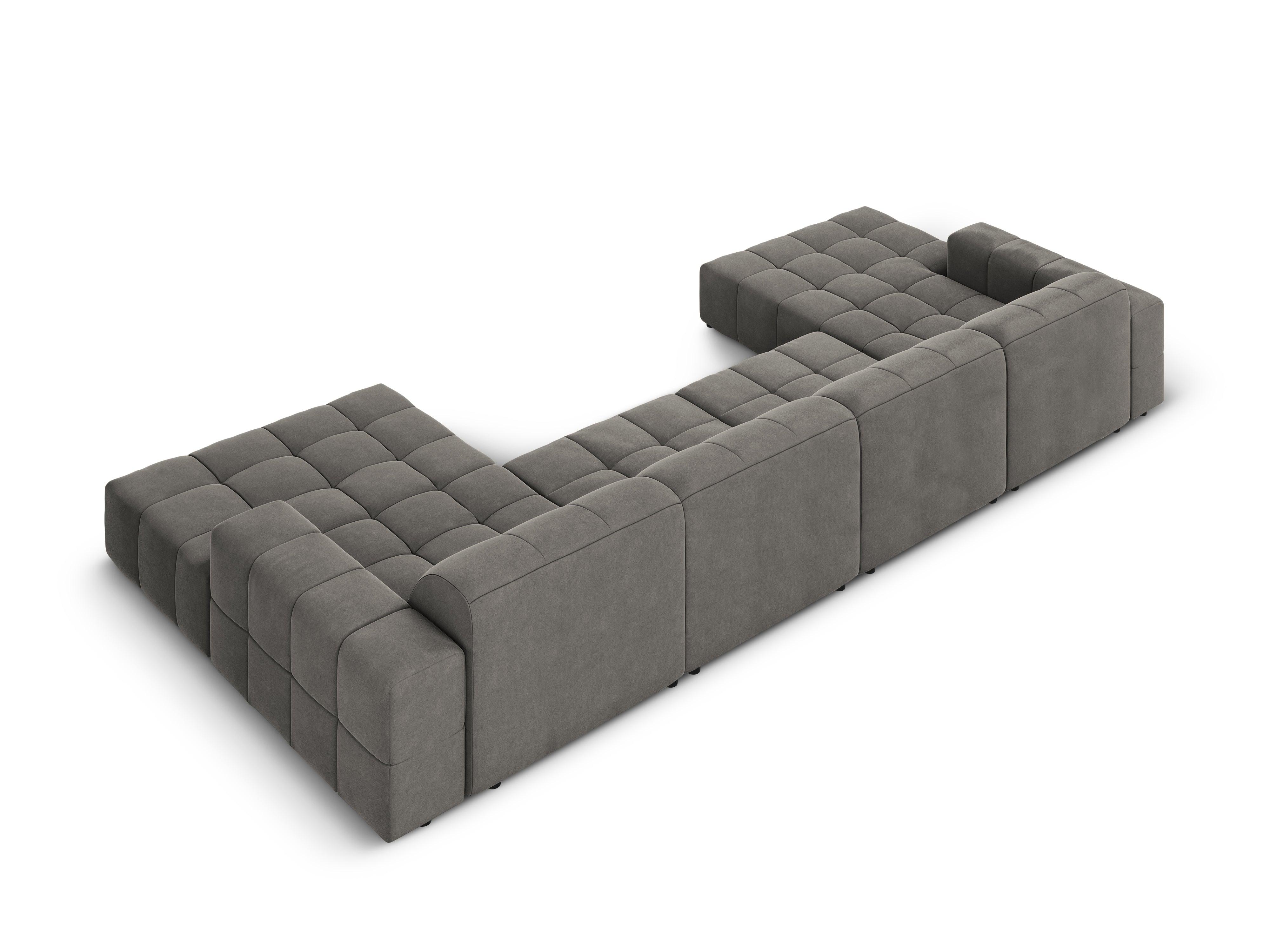 Sofa panoramiczna aksamitna 6-osobowa CHICAGO szary Cosmopolitan Design Eye on Design