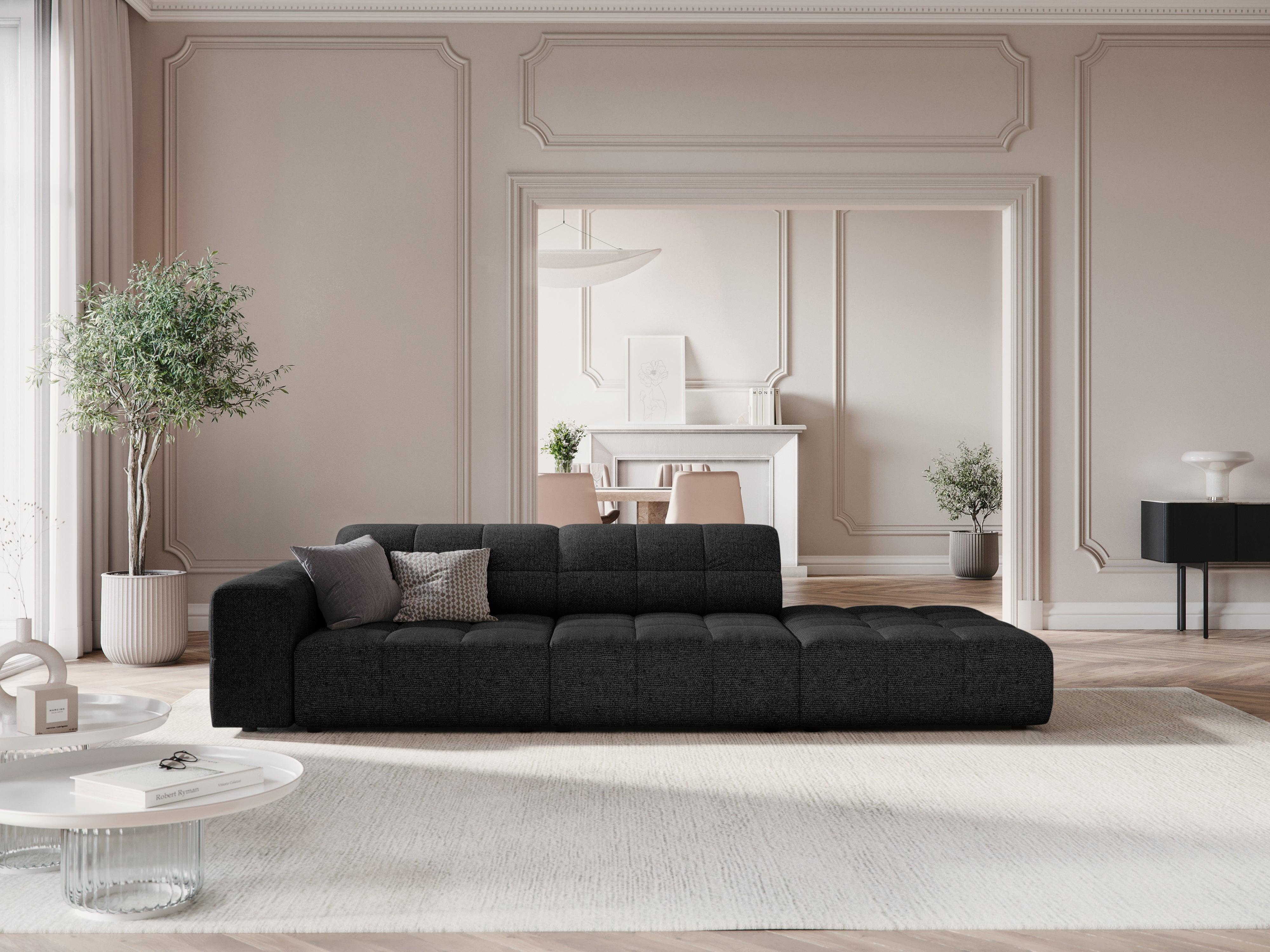 Sofa prawostronna 3-osobowa CHICAGO czarny szenil Cosmopolitan Design Eye on Design