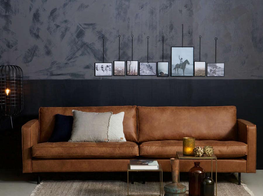 Sofa aksamitna 3-osobowa RODEO CLASSIC musztardowy