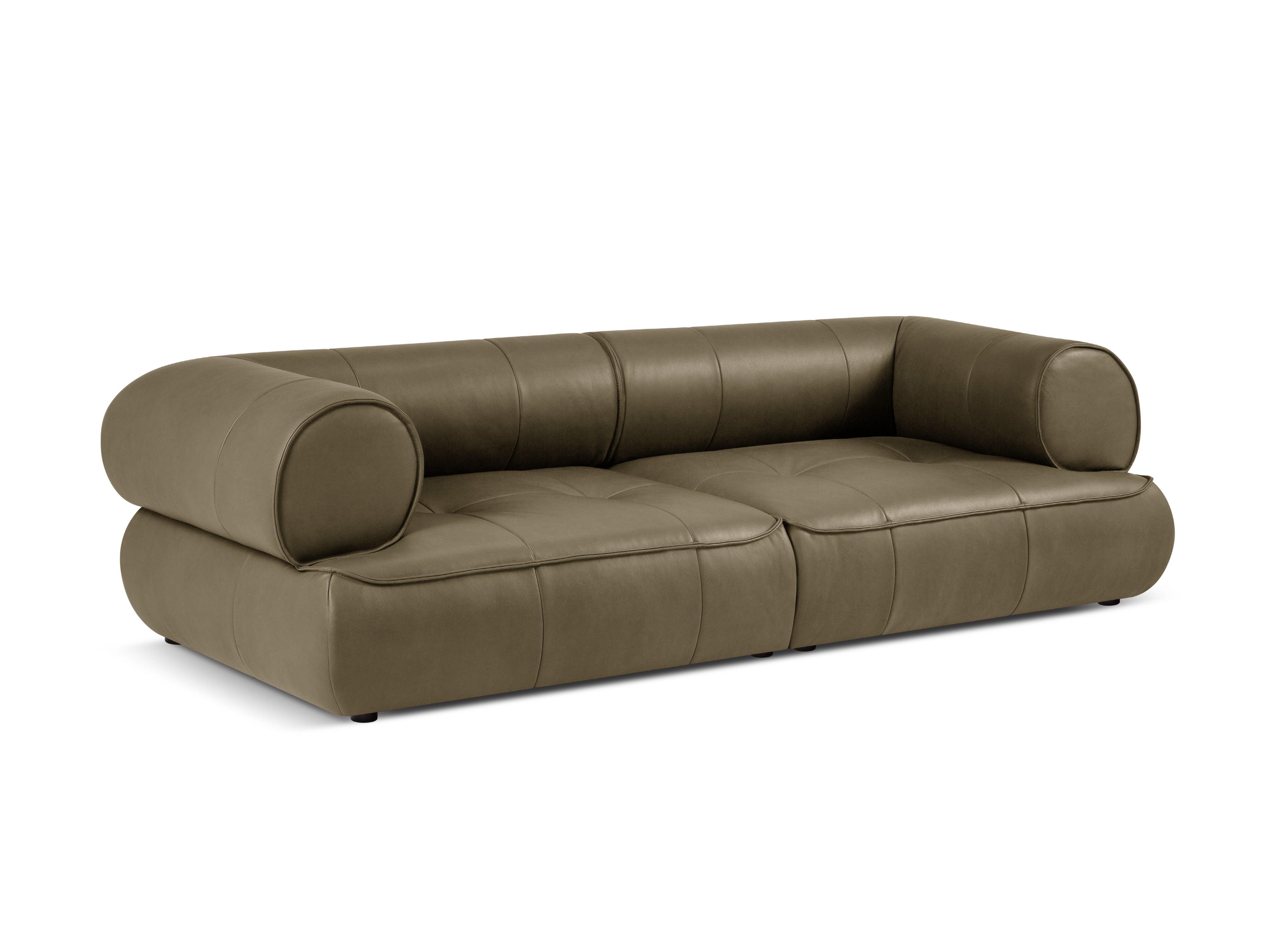 Sofa skórzana 3-osobowa LILY oliwkowy Maison Heritage Eye on Design