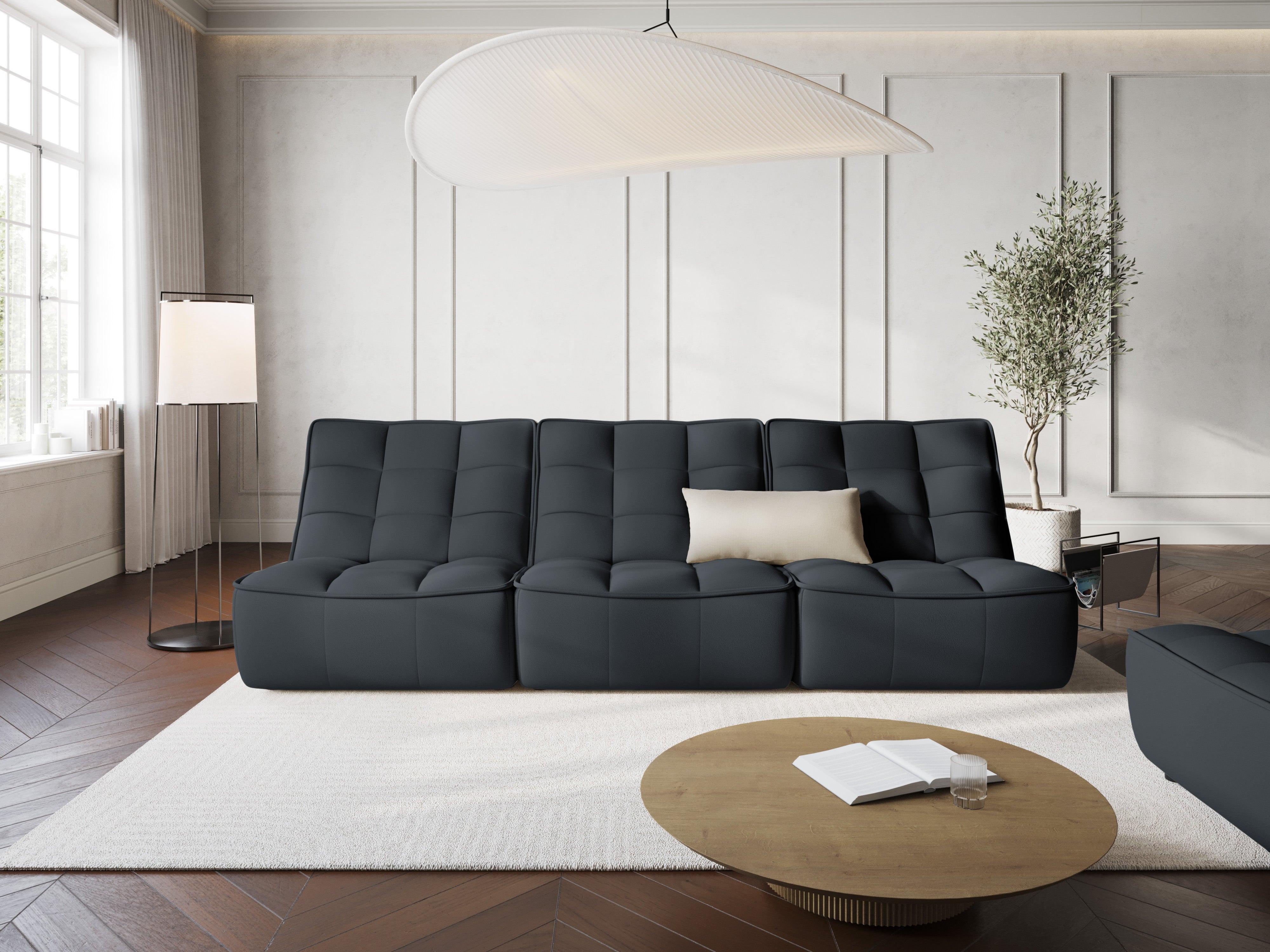 Sofa skórzana 3-osobowa MONI grafitowy Maison Heritage Eye on Design
