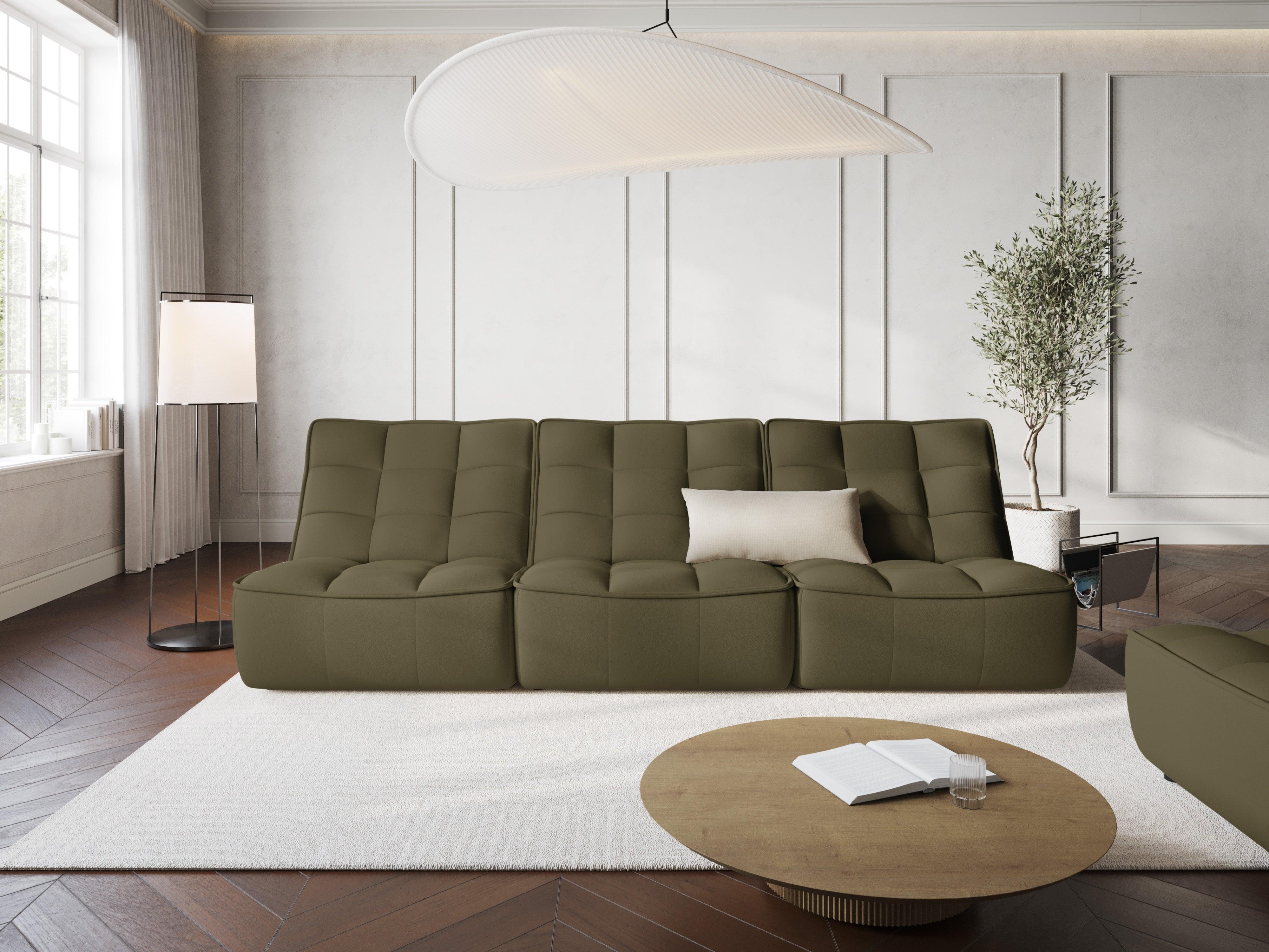 Sofa skórzana 3-osobowa MONI oliwkowy Maison Heritage Eye on Design