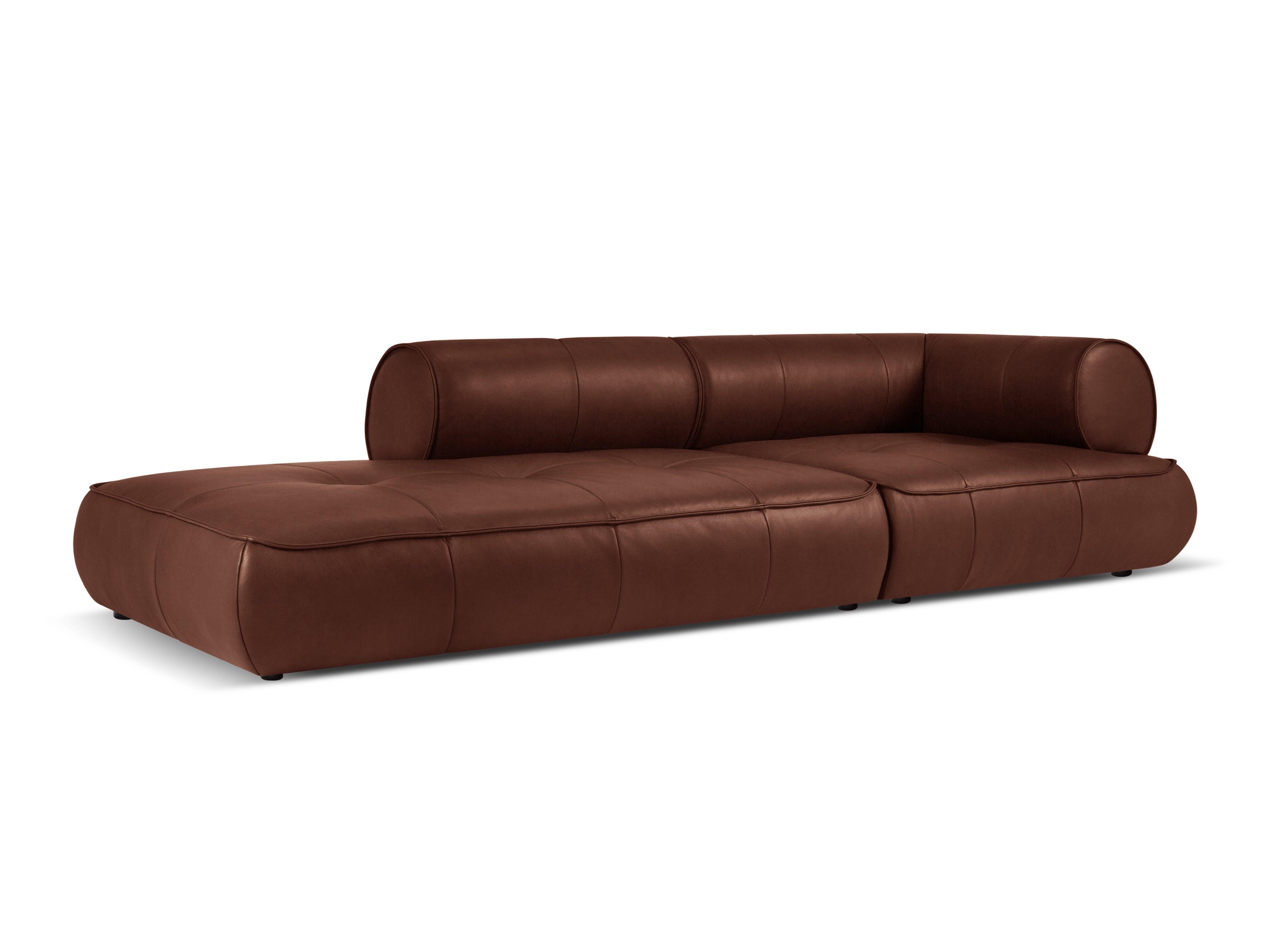 Sofa skórzana otwarta lewostronna LILY brązowy Maison Heritage Eye on Design