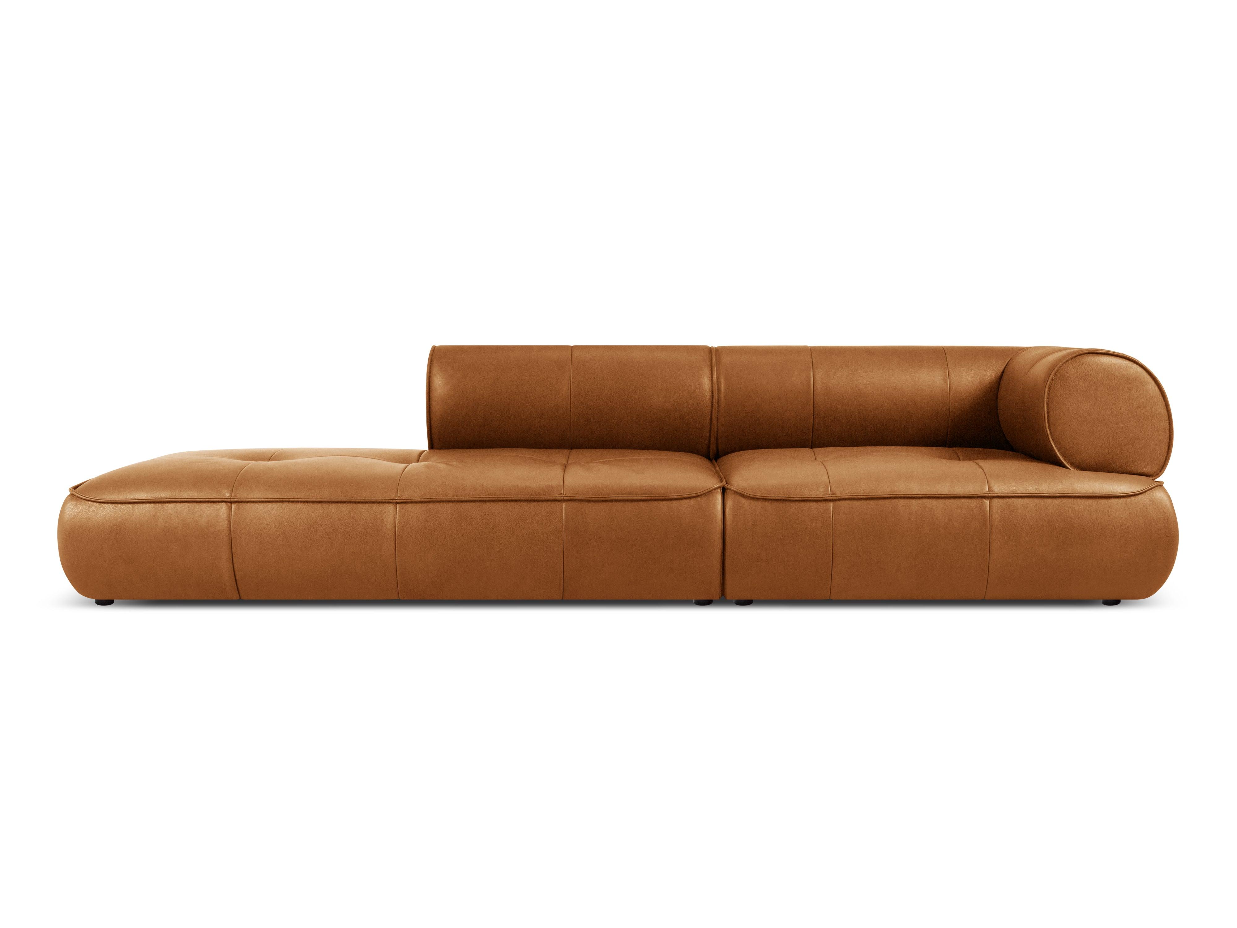 Sofa skórzana otwarta lewostronna LILY koniakowy Maison Heritage Eye on Design