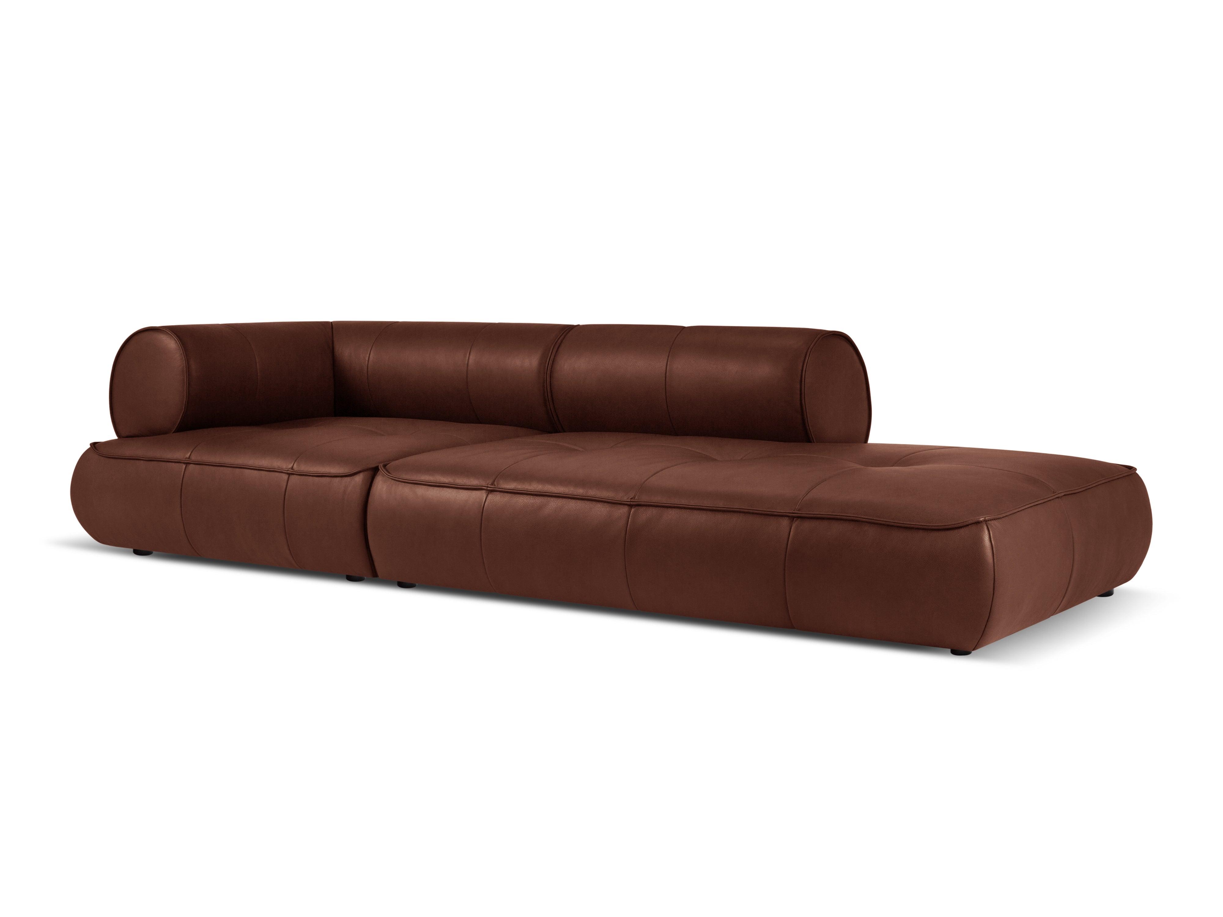 Sofa skórzana otwarta prawostronna LILY brązowy Maison Heritage Eye on Design