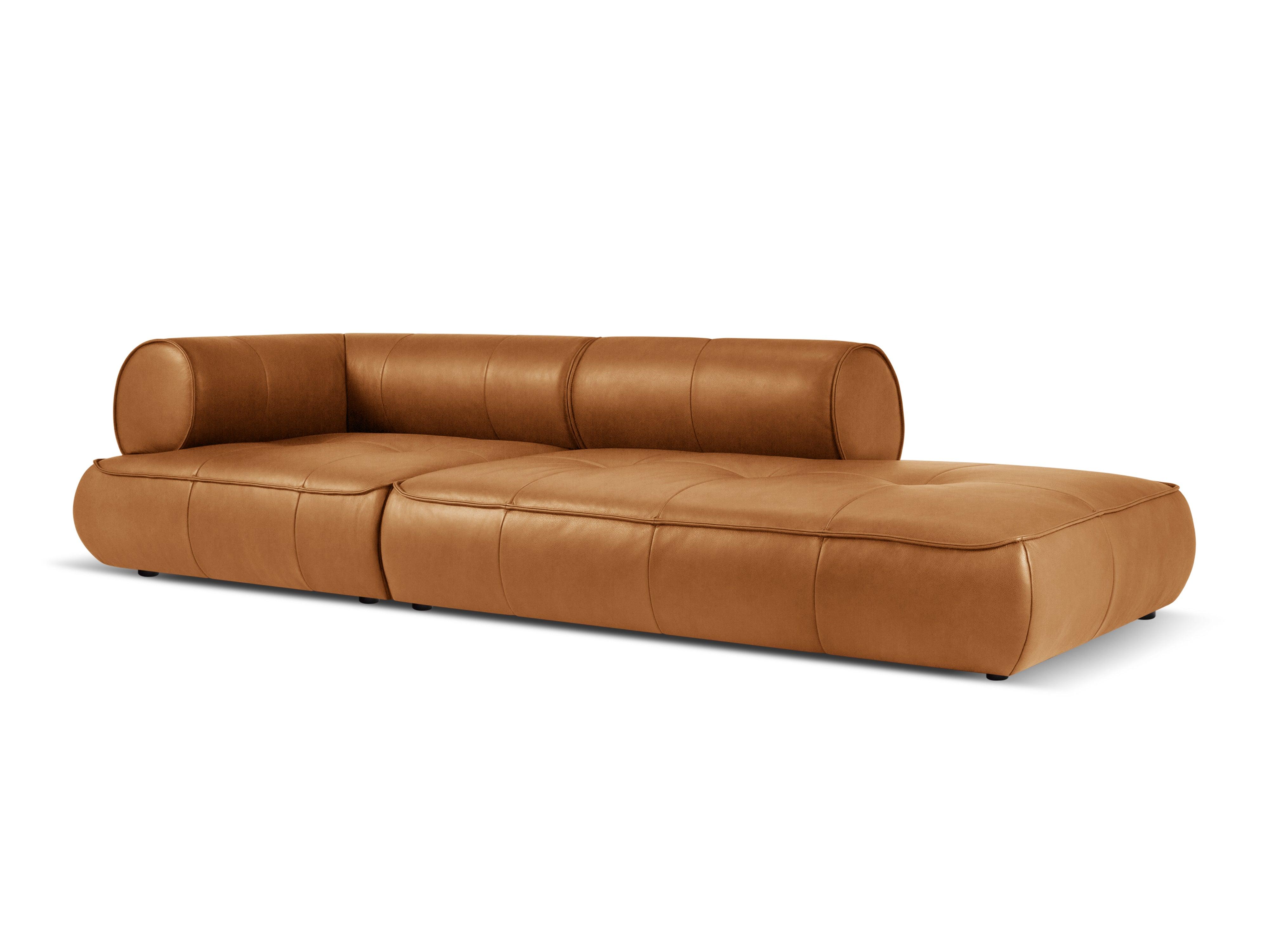 Sofa skórzana otwarta prawostronna LILY koniakowy Maison Heritage Eye on Design