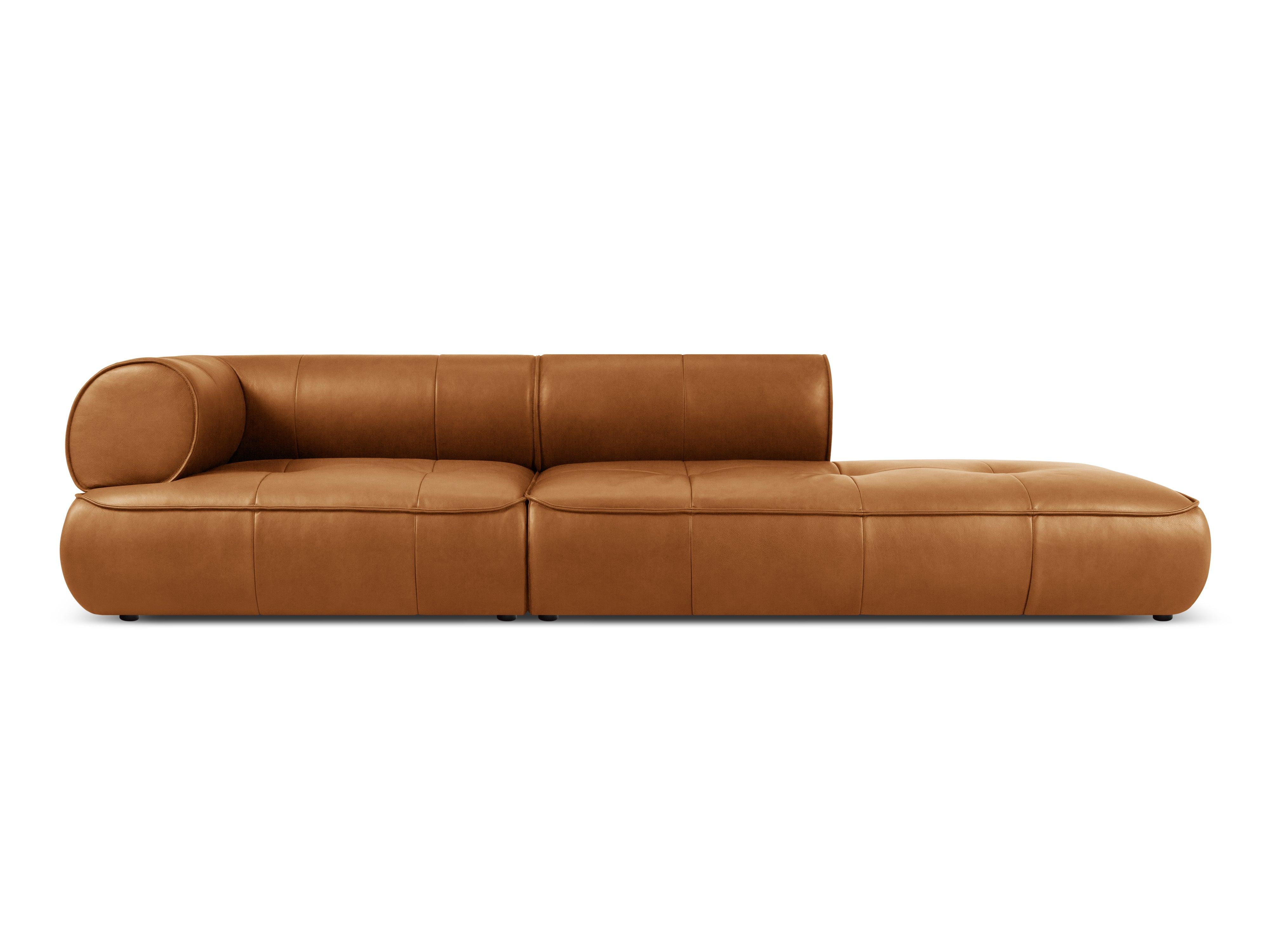 Sofa skórzana otwarta prawostronna LILY koniakowy Maison Heritage Eye on Design