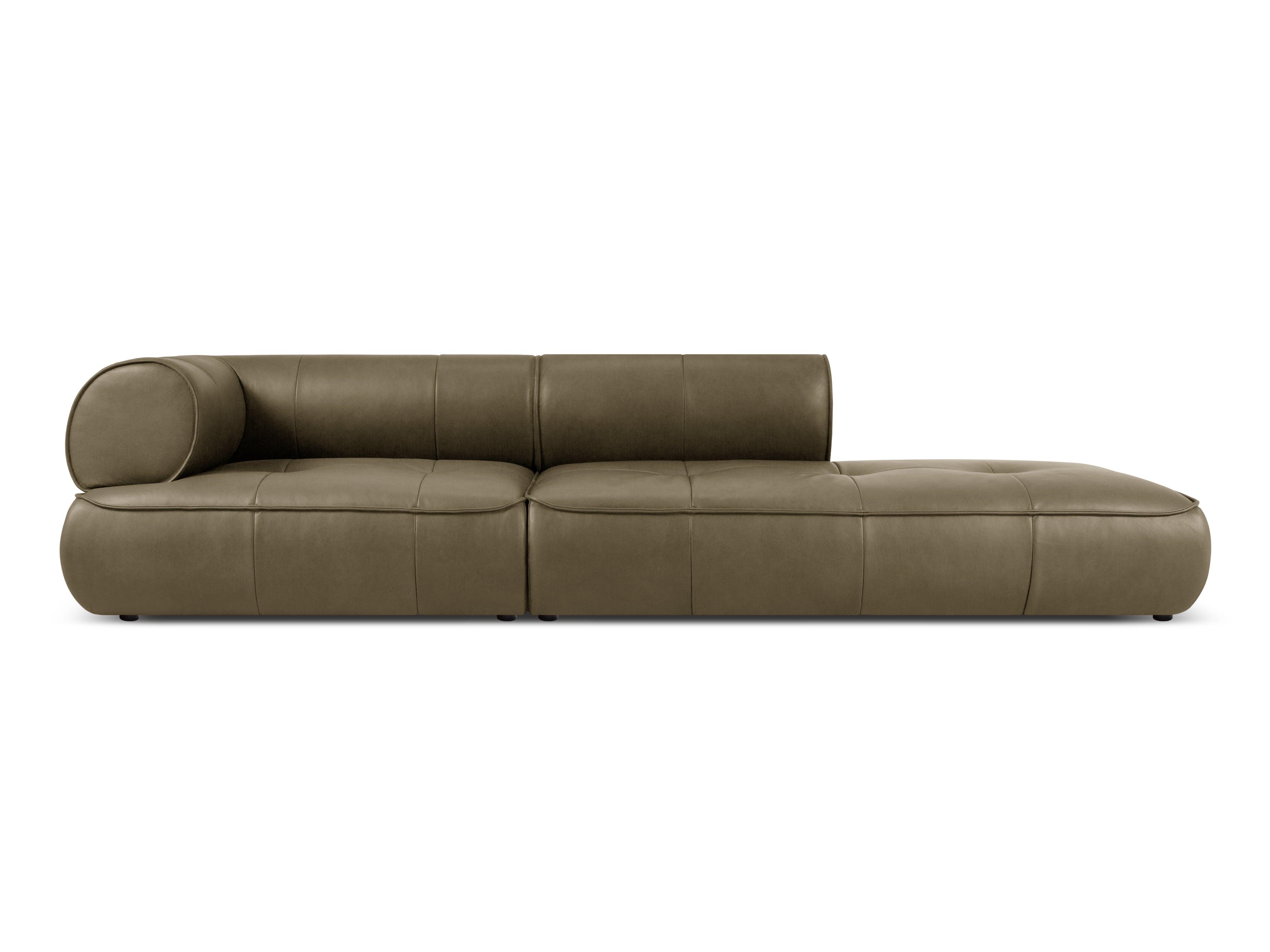 Sofa skórzana otwarta prawostronna LILY oliwkowy Maison Heritage Eye on Design
