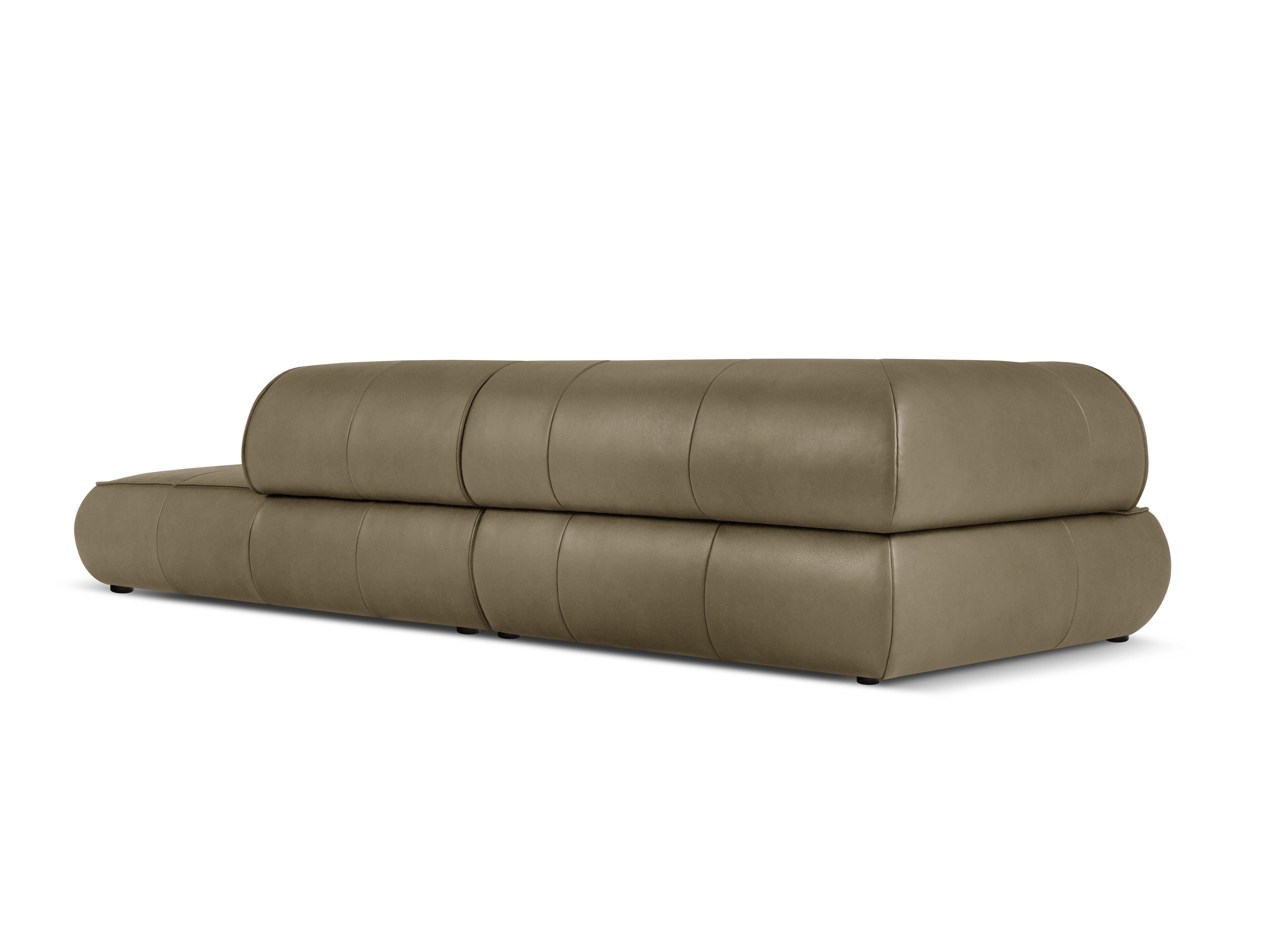 Sofa skórzana otwarta prawostronna LILY oliwkowy Maison Heritage Eye on Design