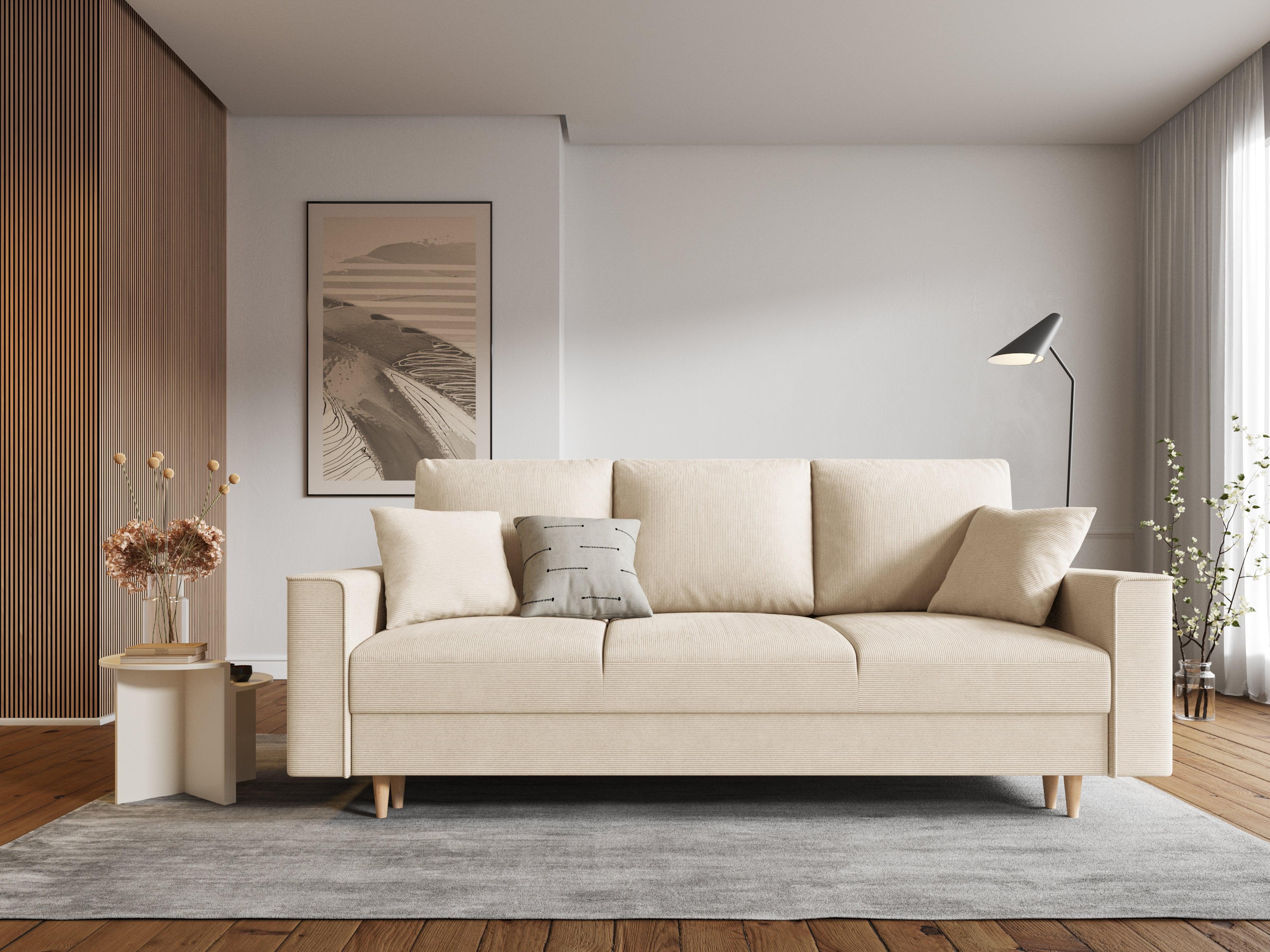 Sofa sztruksowa z funkcją spania CARTADERA beżowy Mazzini Sofas Eye on Design