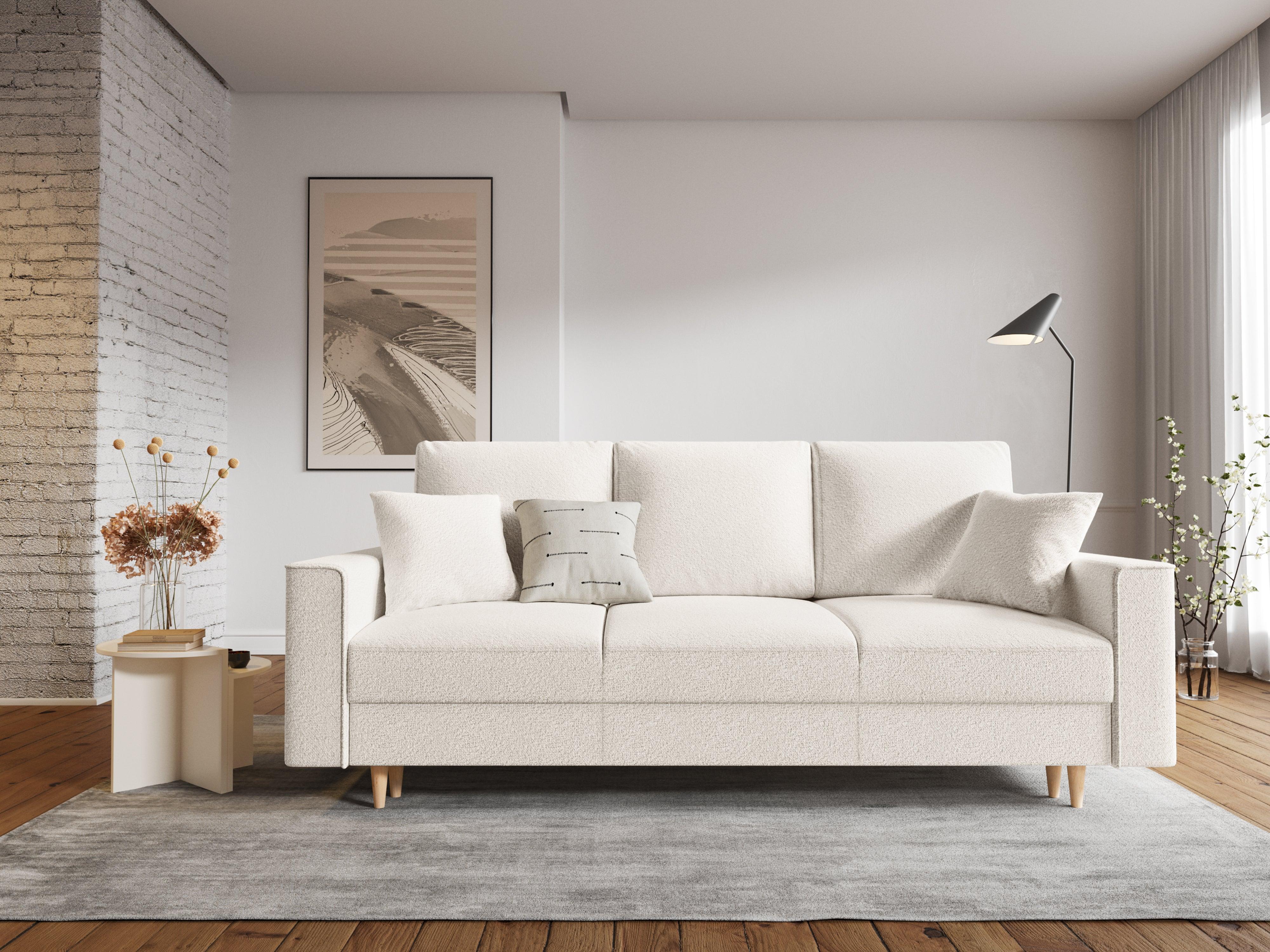 Sofa w tkaninie boucle z funkcją spania CARTADERA beżowy Mazzini Sofas Eye on Design
