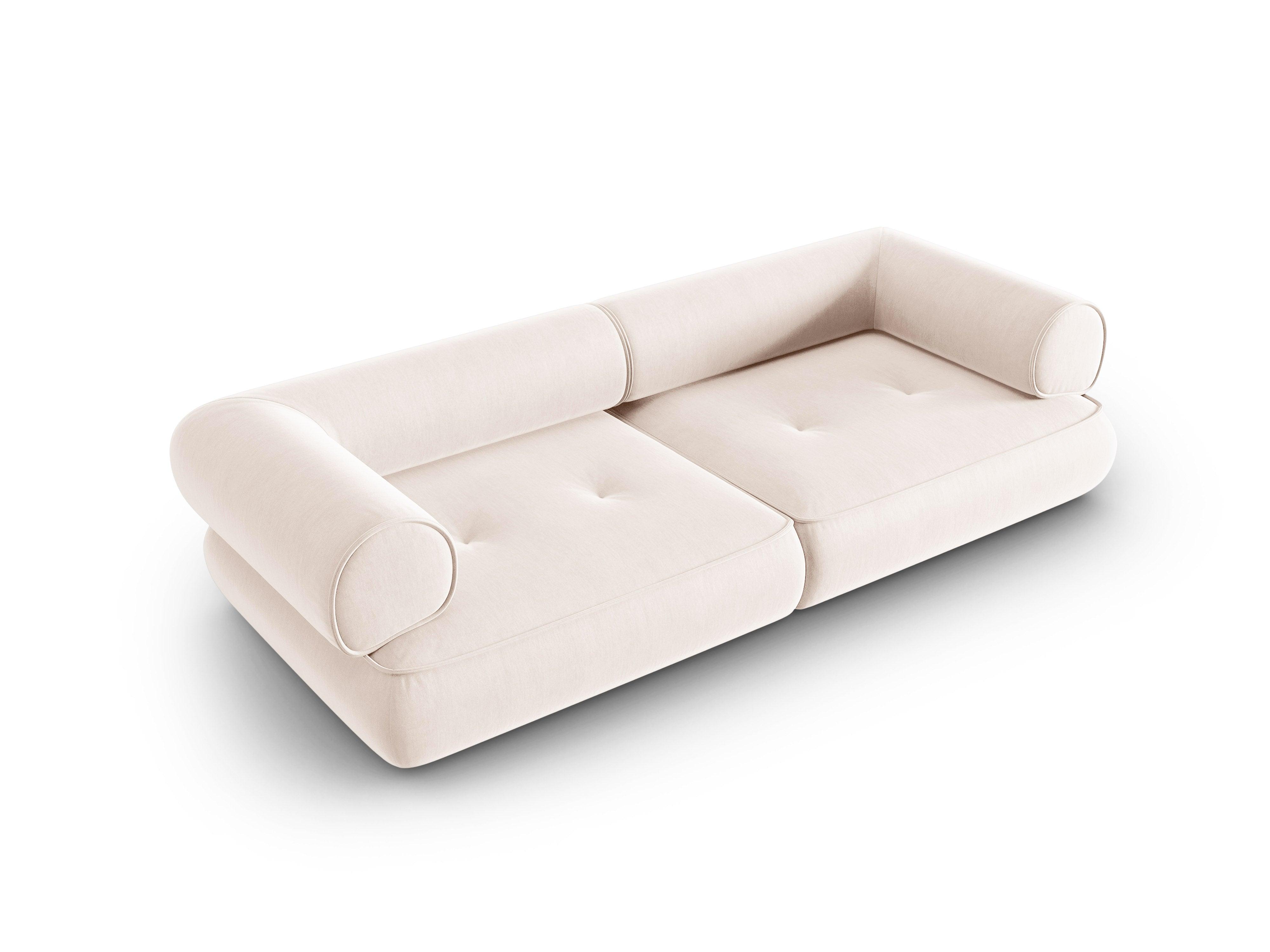 Sofa w tkaninie szenilowej 3-osobowa LILY jasnobeżowy Maison Heritage Eye on Design