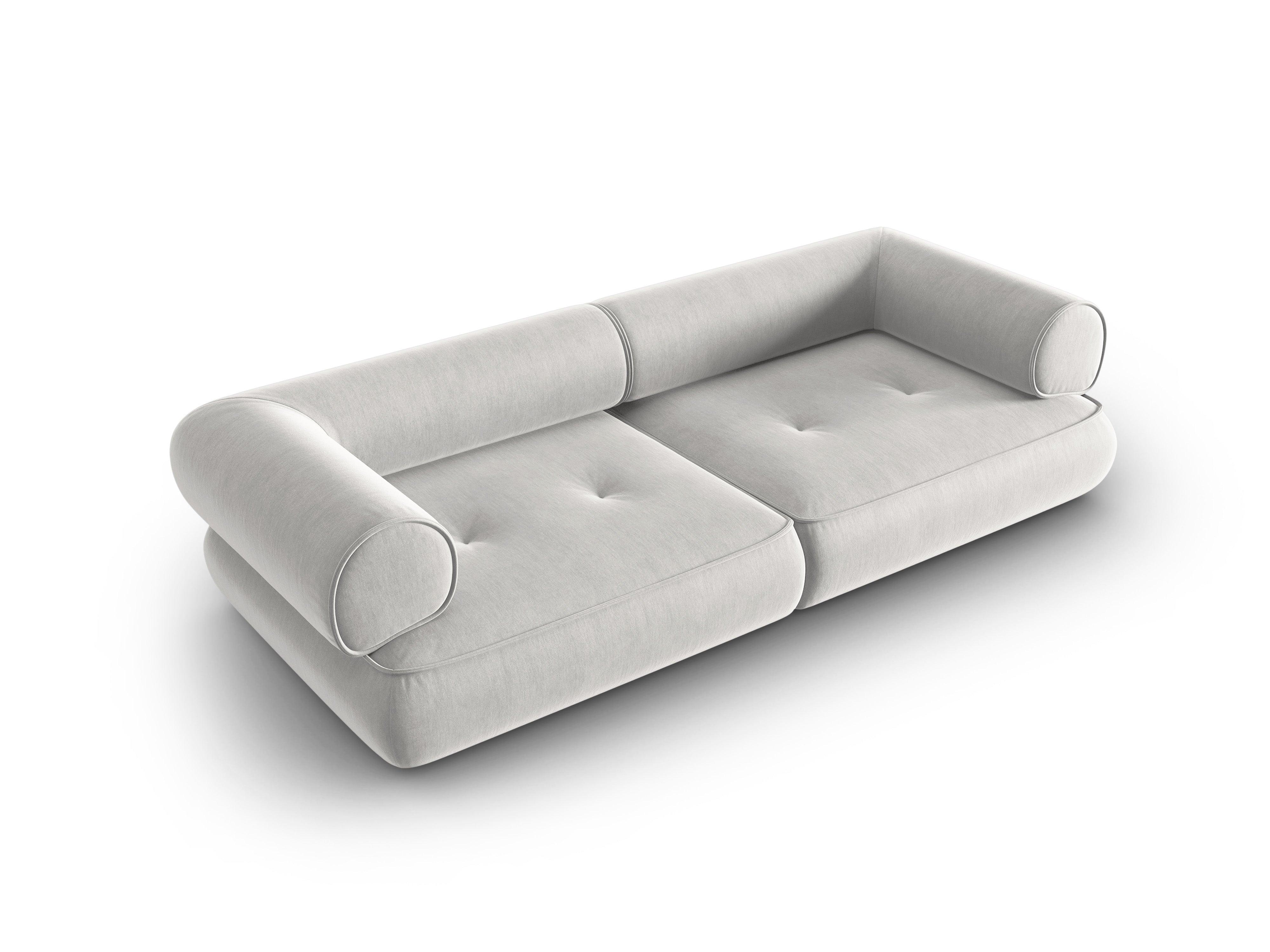 Sofa w tkaninie szenilowej 3-osobowa LILY srebrny Maison Heritage Eye on Design