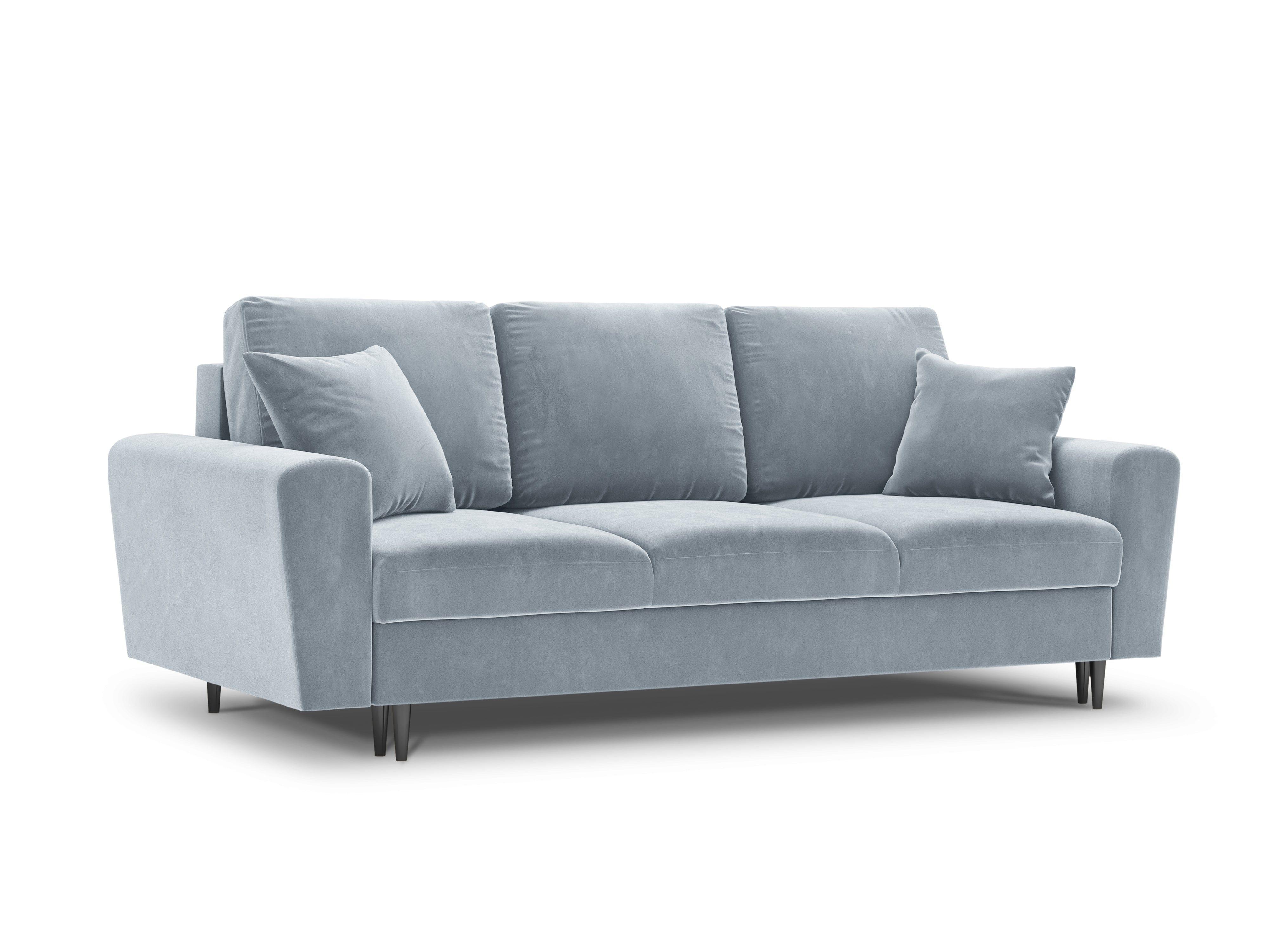 Sofa z funkcją spania KYOTO jasnoniebieski z czarną podstawą Cosmopolitan Design Eye on Design
