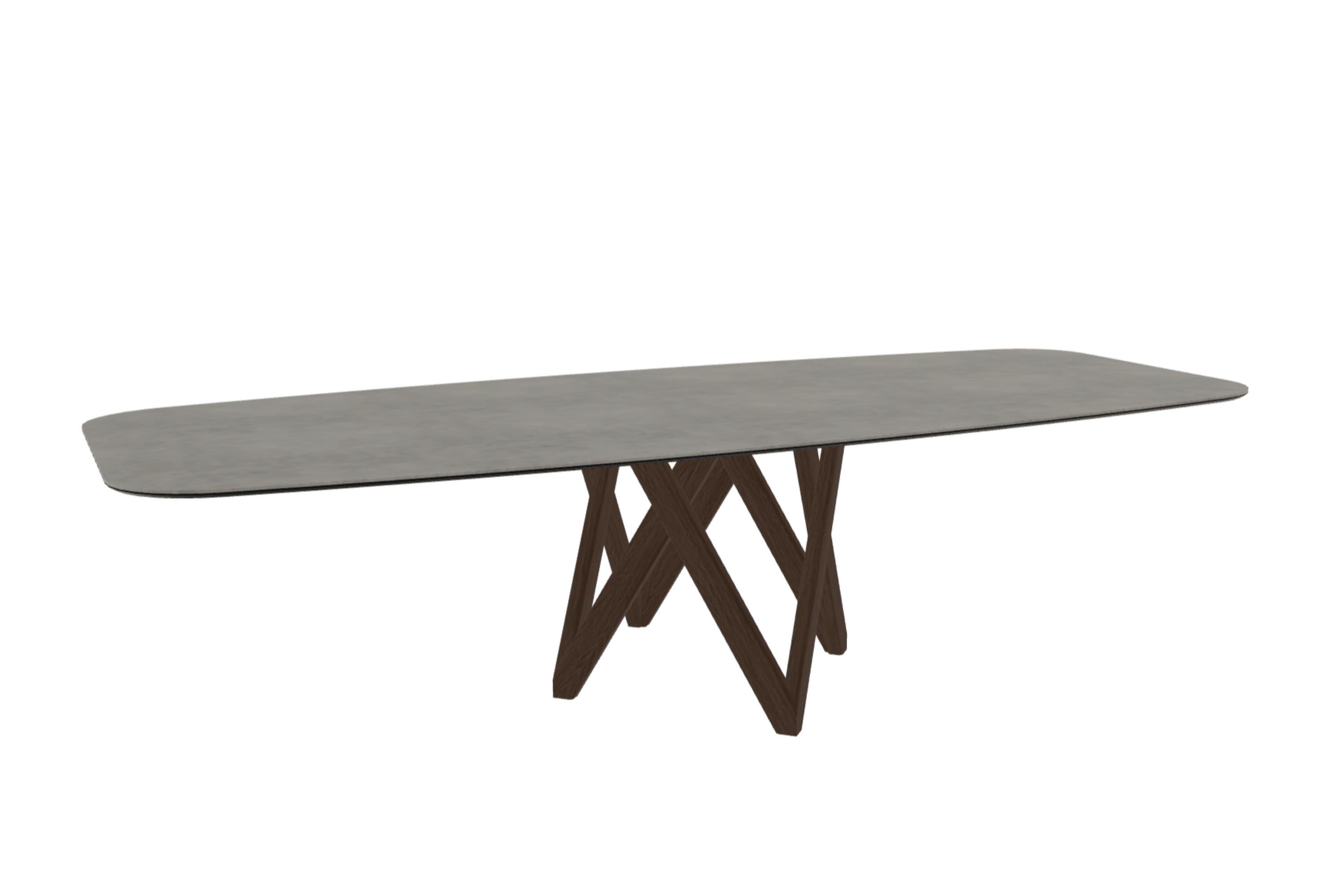 Stół CARTESIO jasnoszara ceramika z drewnianą podstawą Calligaris 300 cm ciemnobrązowy Eye on Design