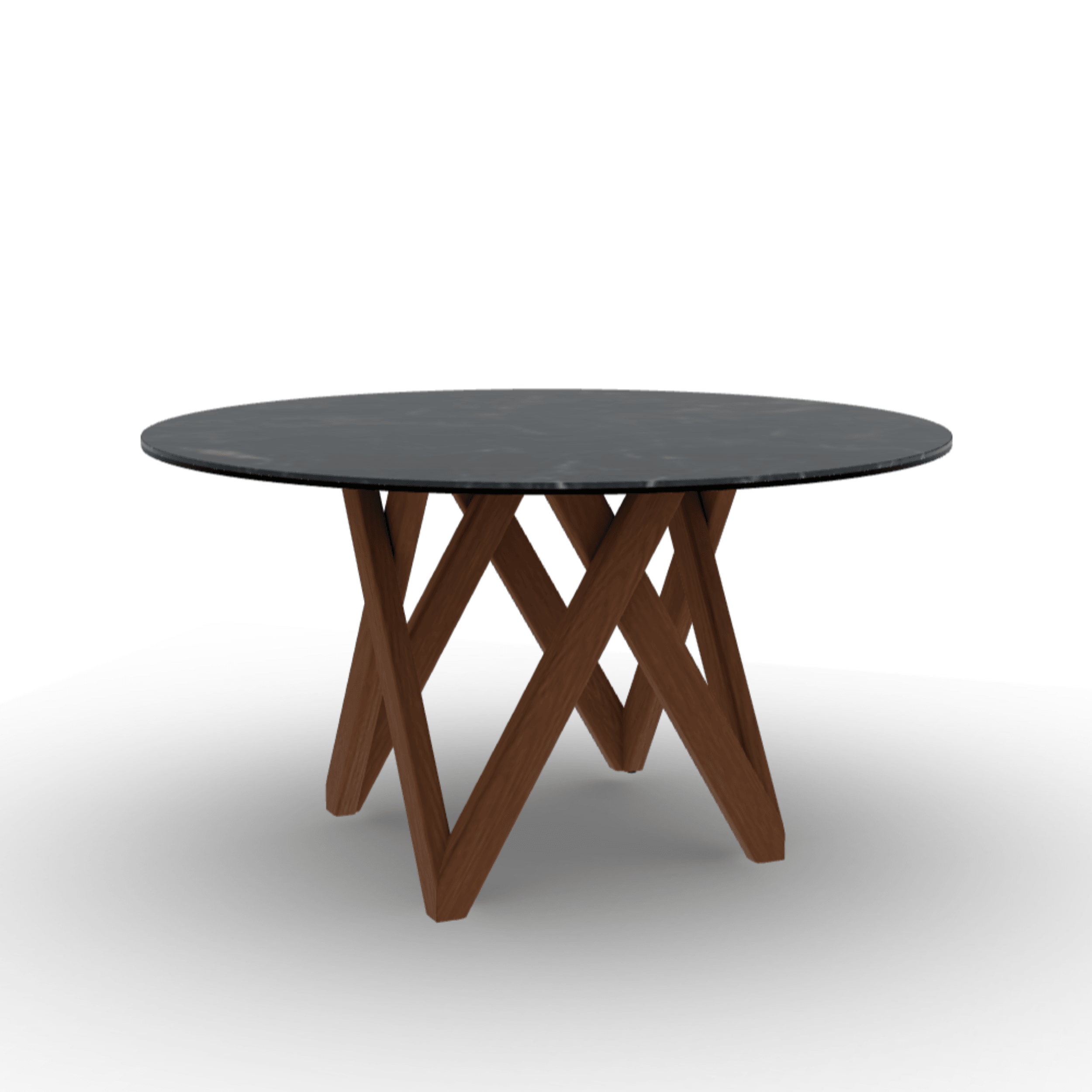 Stół okrągły CARTESIO czarny marmur Calligaris 140 cm orzechowe drewno Eye on Design