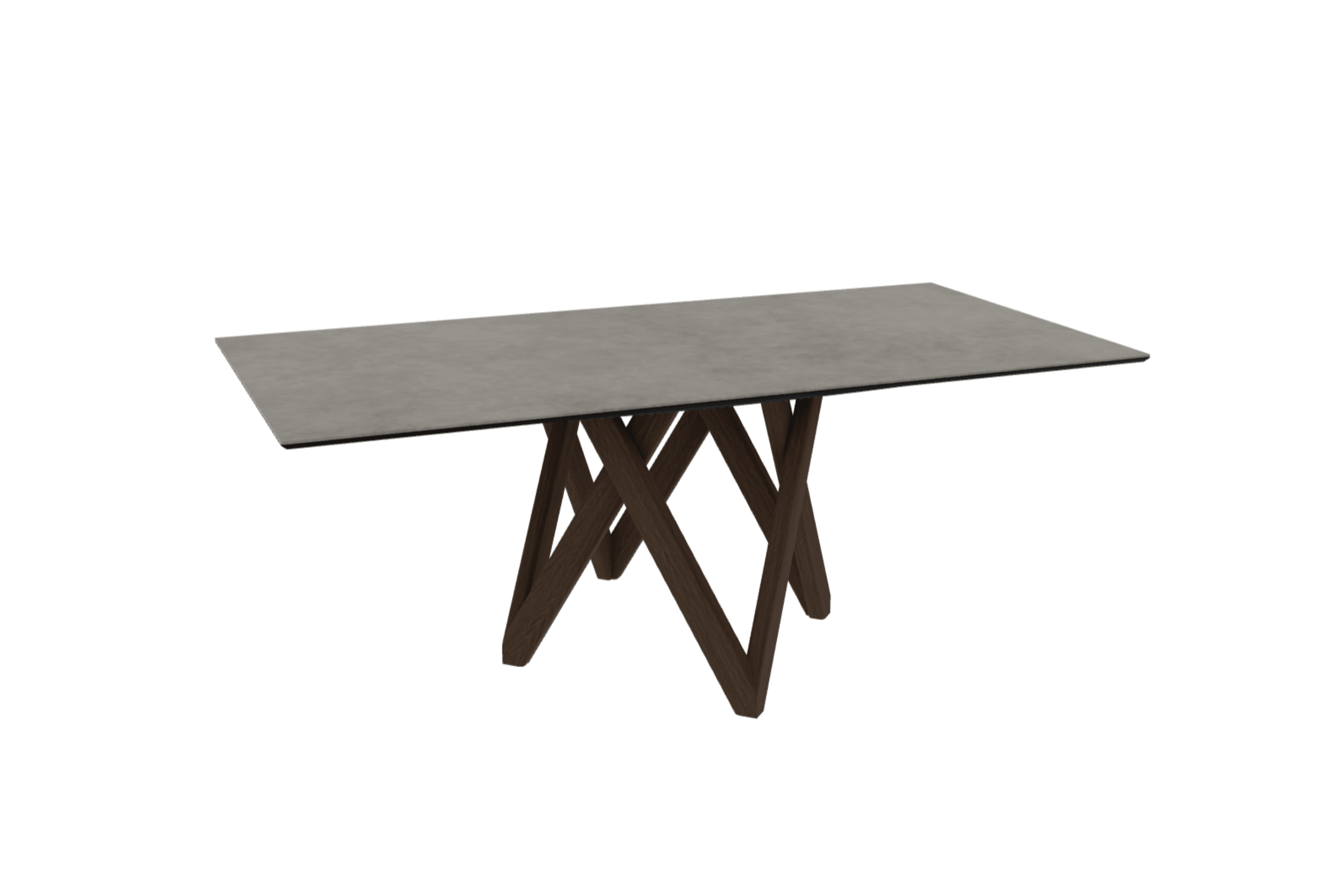 Stół prostokątny CARTESIO jasnoszara ceramika z drewnianą podstawą Calligaris 200 cm ciemnobrązowy Eye on Design