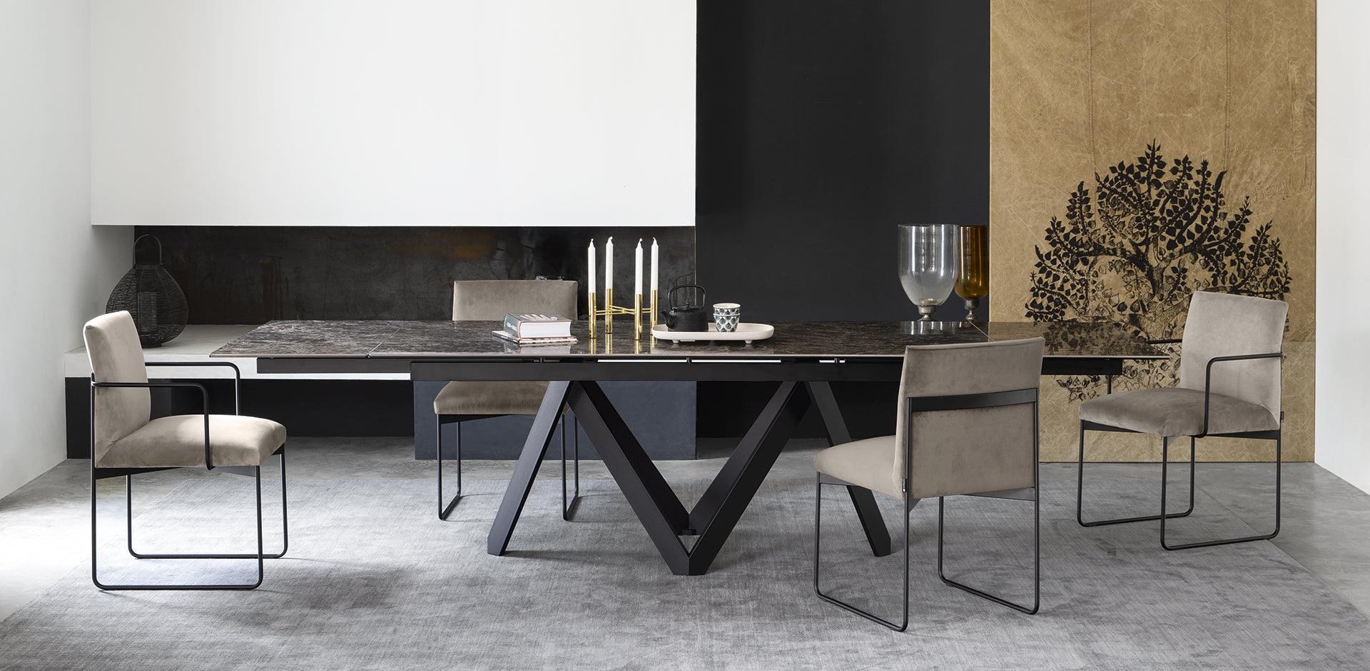 Stół prostokątny rozkładany CARTESIO brązowa ceramika Calligaris Eye on Design