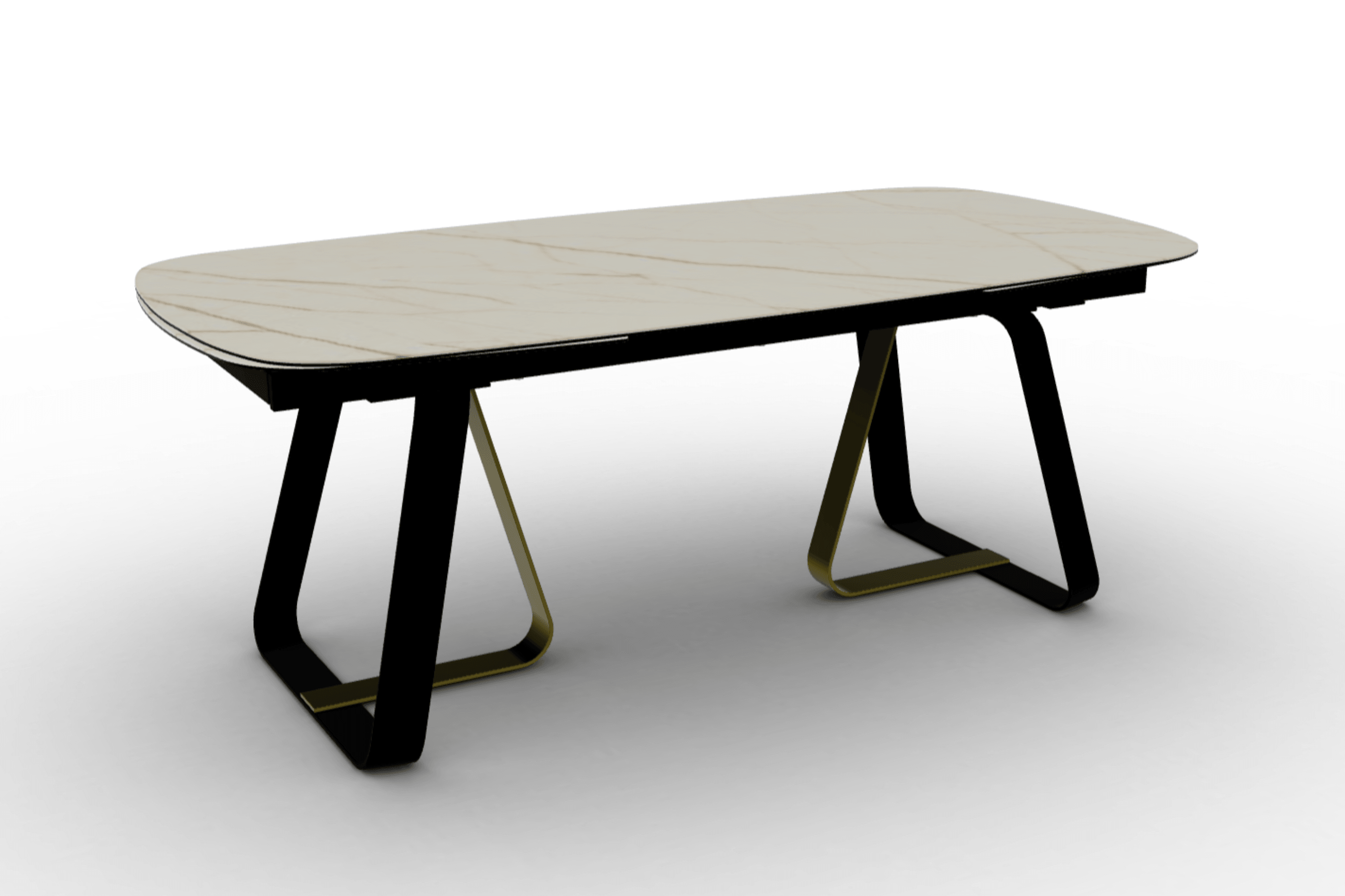 Stół rozkładany SUNSHINE złoty marmur Calligaris matowa czerń matowy mosiądz Eye on Design