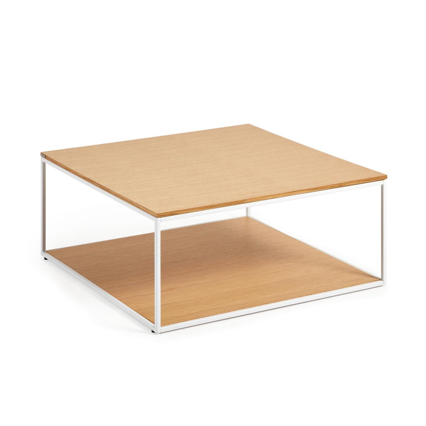 Stolik kawowy YOANA fornir dębowy z białą ramą La Forma 80 x 80 cm Eye on Design