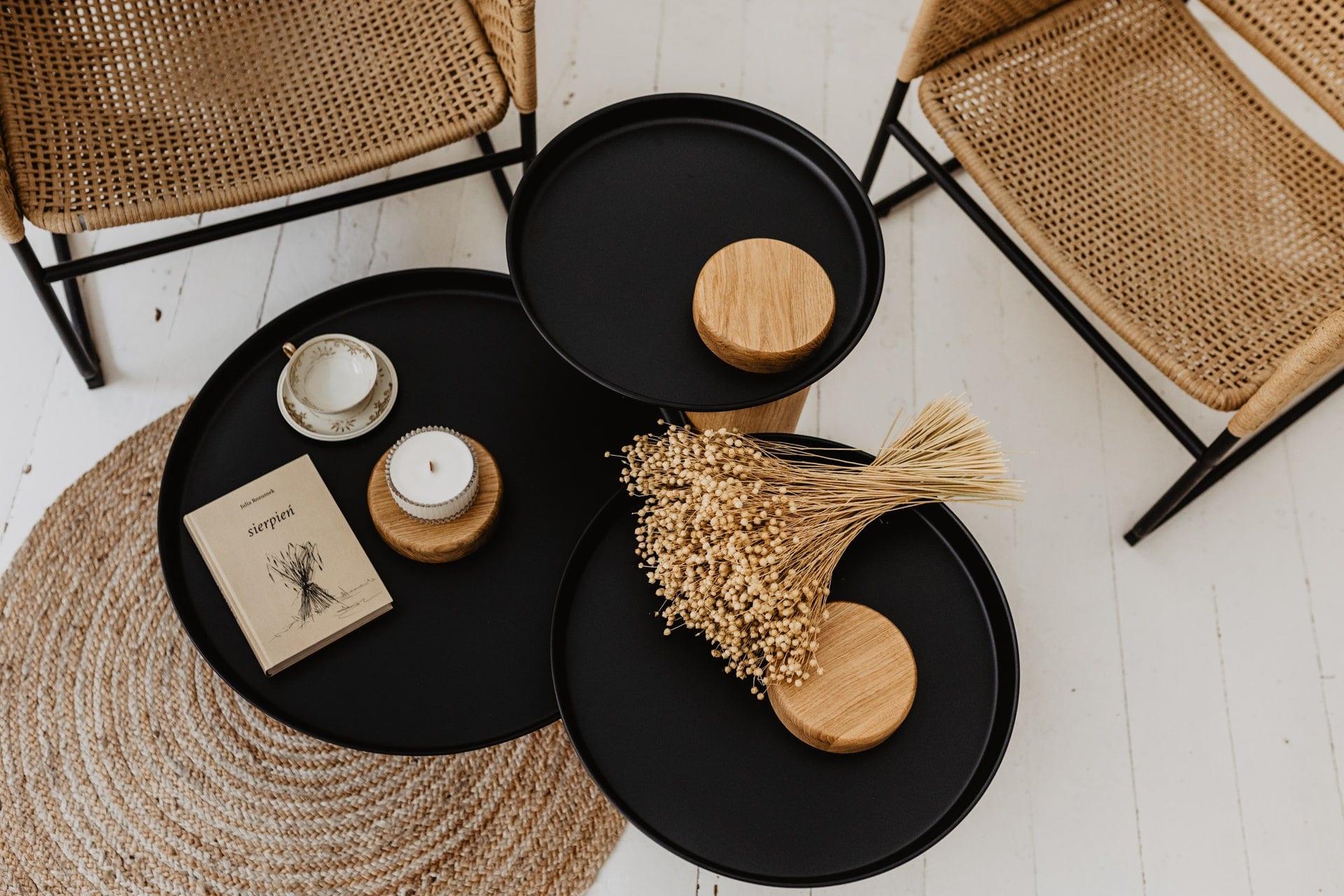 Stolik TYK MIDI dąb naturalny z czarnym blatem Nordifra Eye on Design