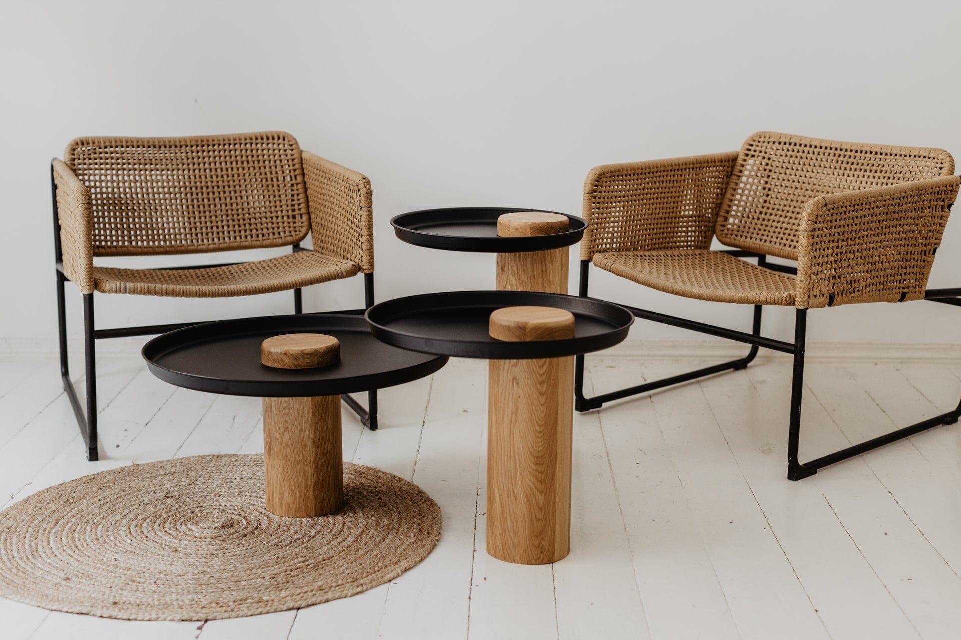 Stolik TYK MIDI dąb naturalny z czarnym blatem Nordifra Eye on Design