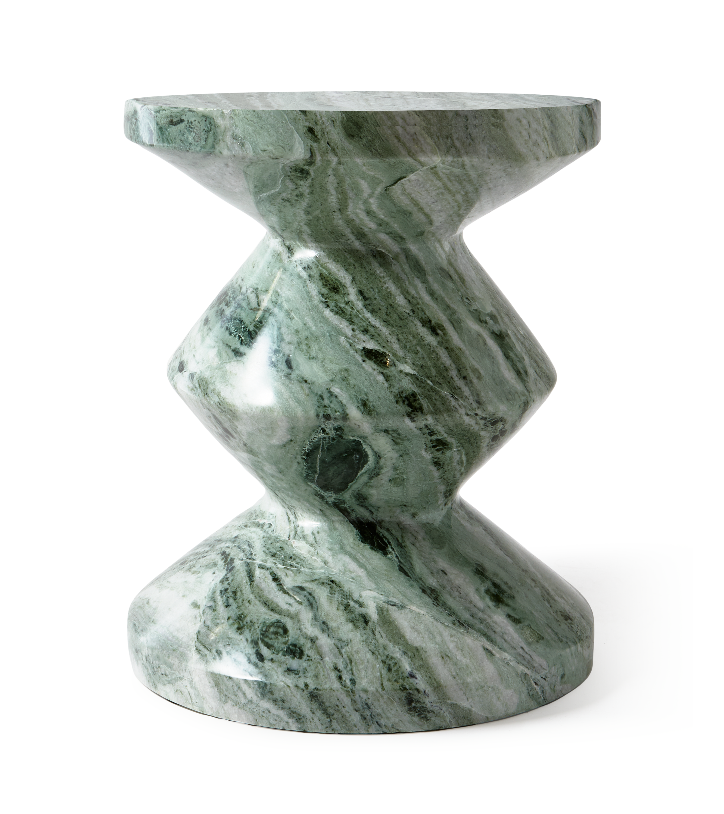 ZIG ZAG Hocker Dunkelgrüner Marmor