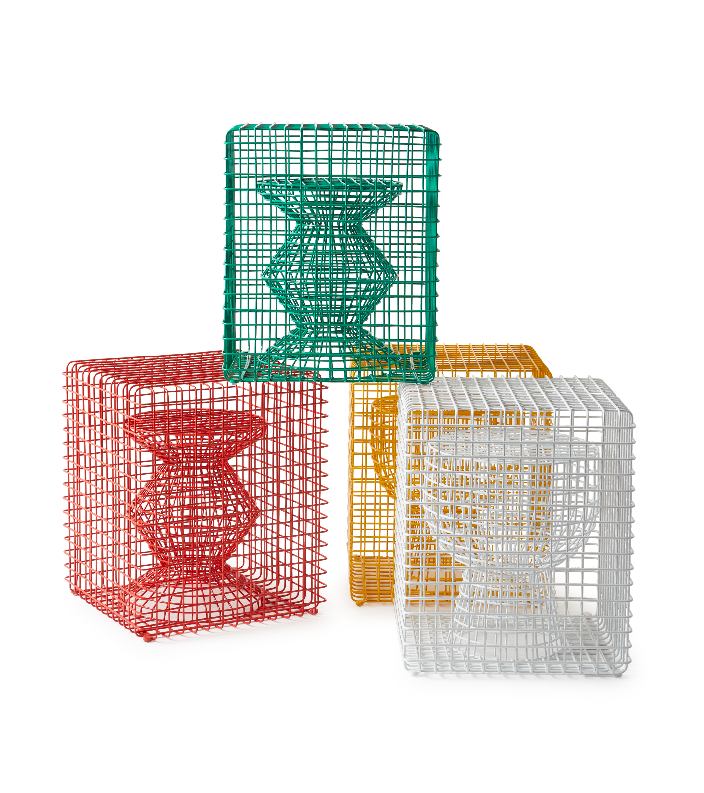 Stołek dekoracyjny ZIG ZAG WIRE zielony