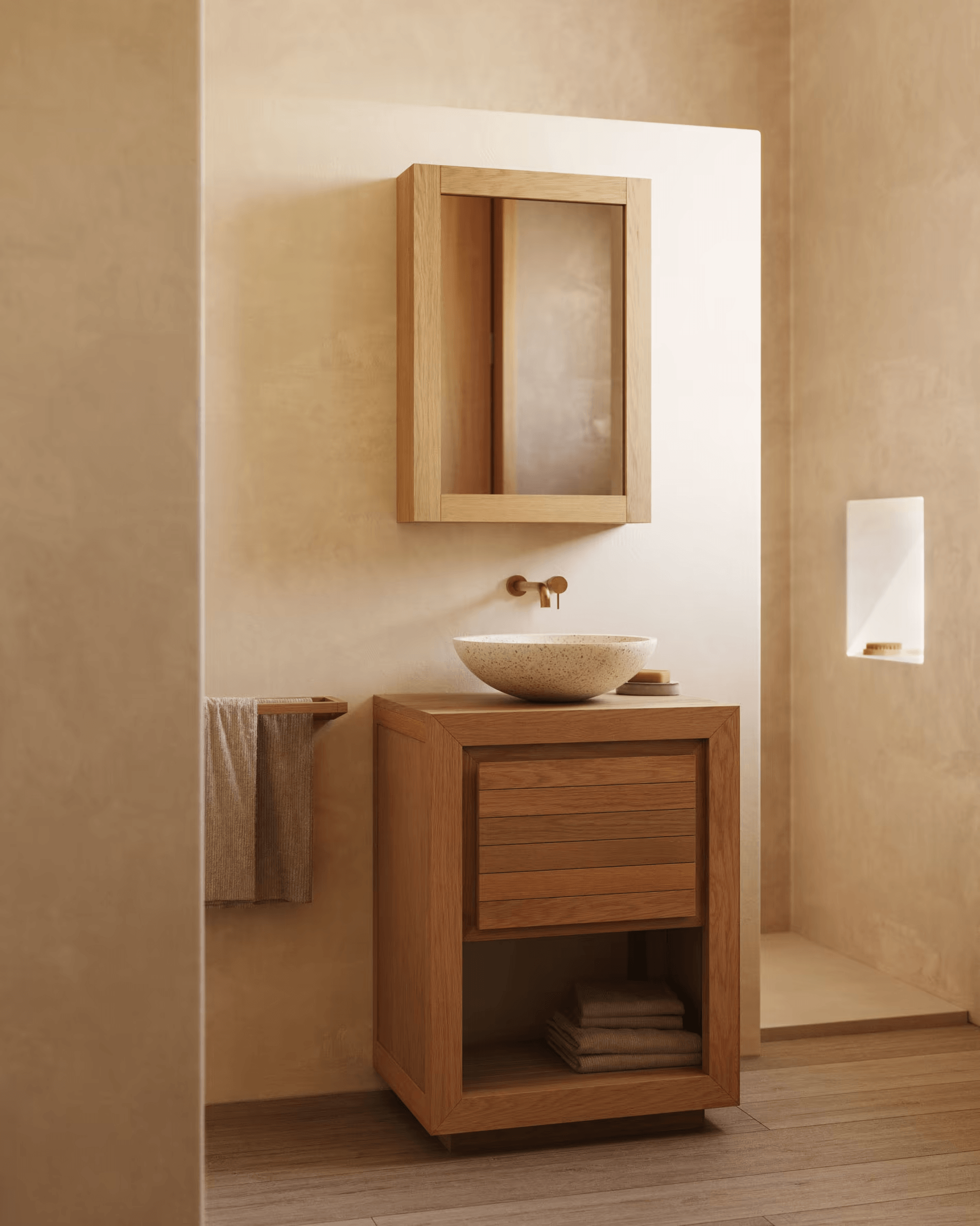 Szafka łazienkowa PLUBIA lite drewno tekowe La Forma Eye on Design