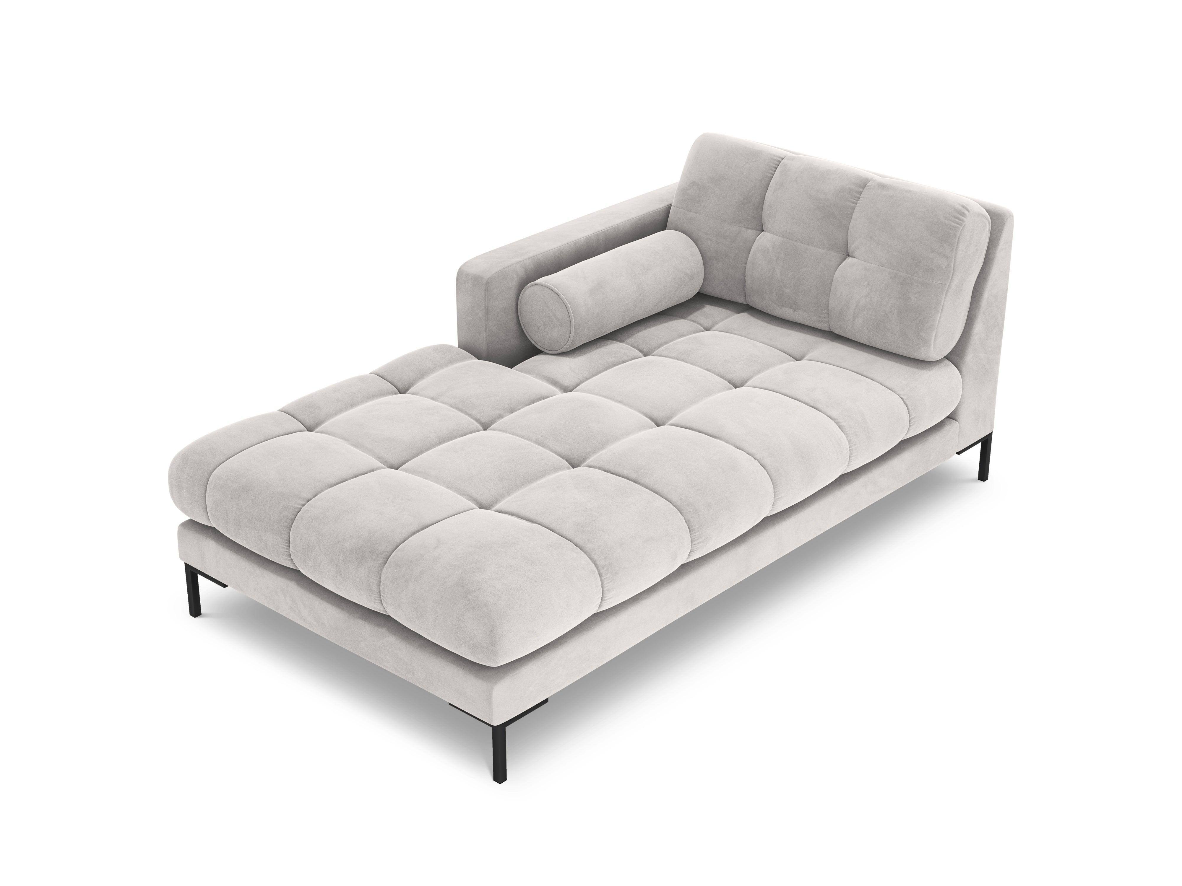 Szezlong aksamitny lewostronny BALI srebrny z czarną podstawą Cosmopolitan Design Eye on Design