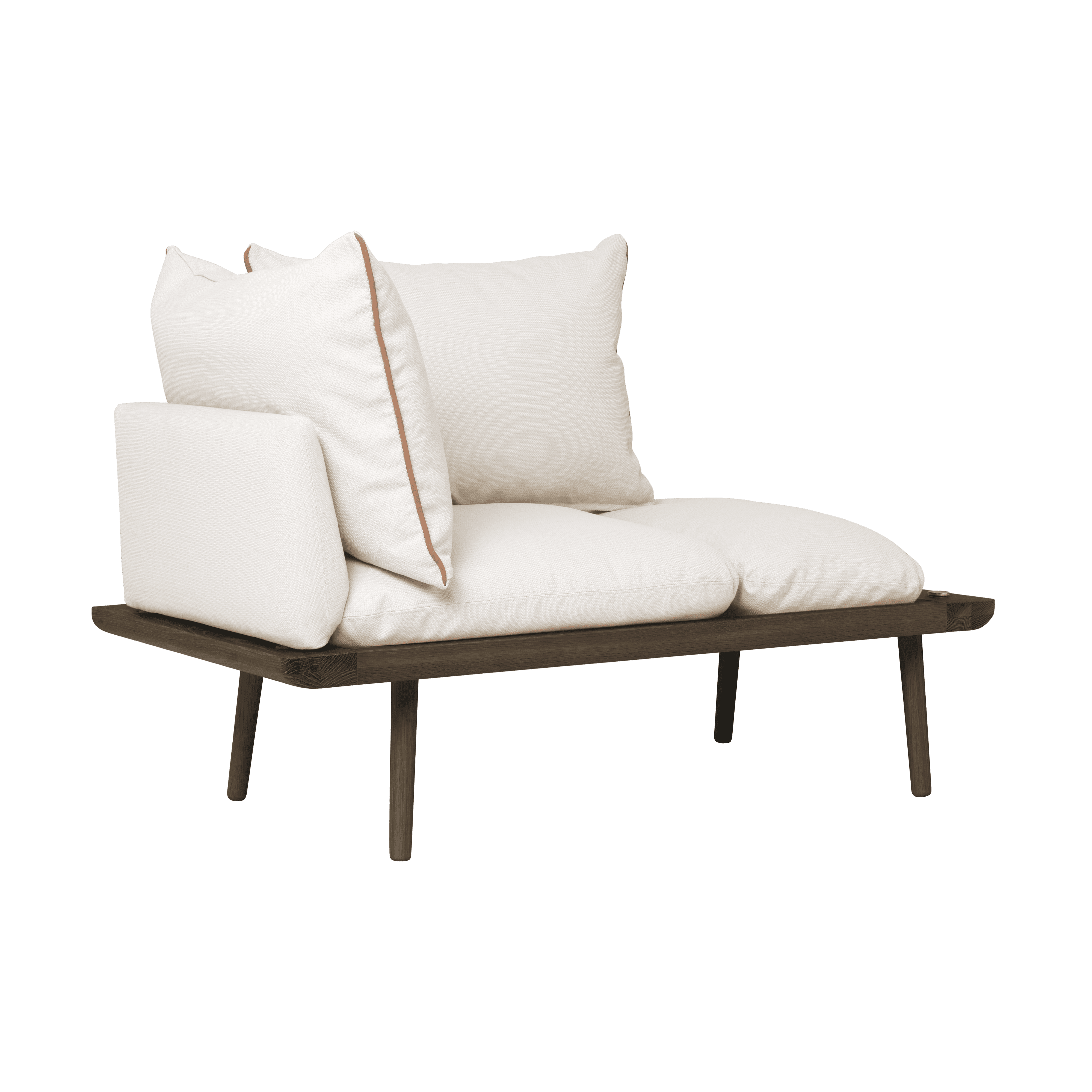 Szezlong LOUNGE AROUND beżowy z ciemno dębową podstawą UMAGE Eye on Design