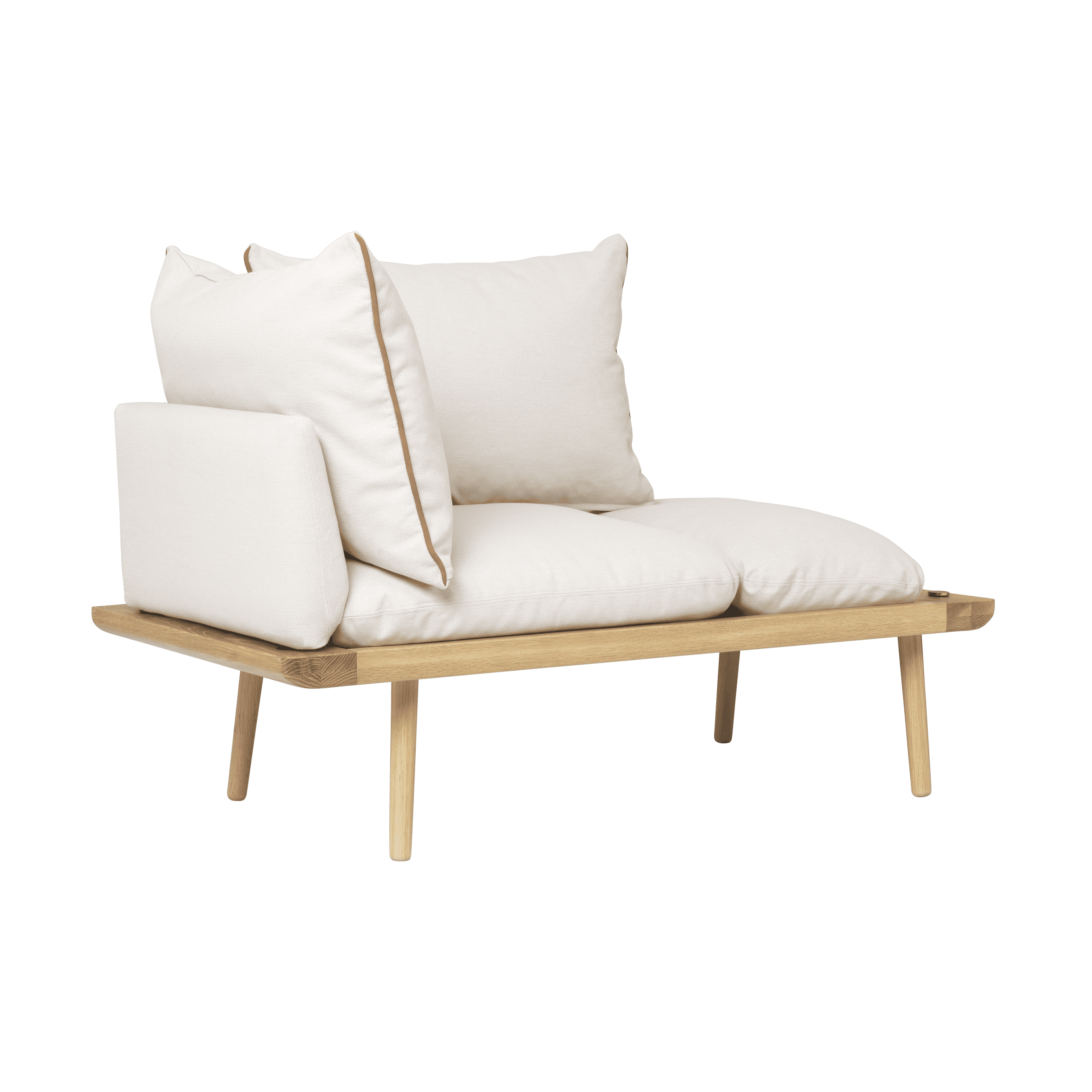 Szezlong LOUNGE AROUND beżowy z dębową podstawą UMAGE Eye on Design
