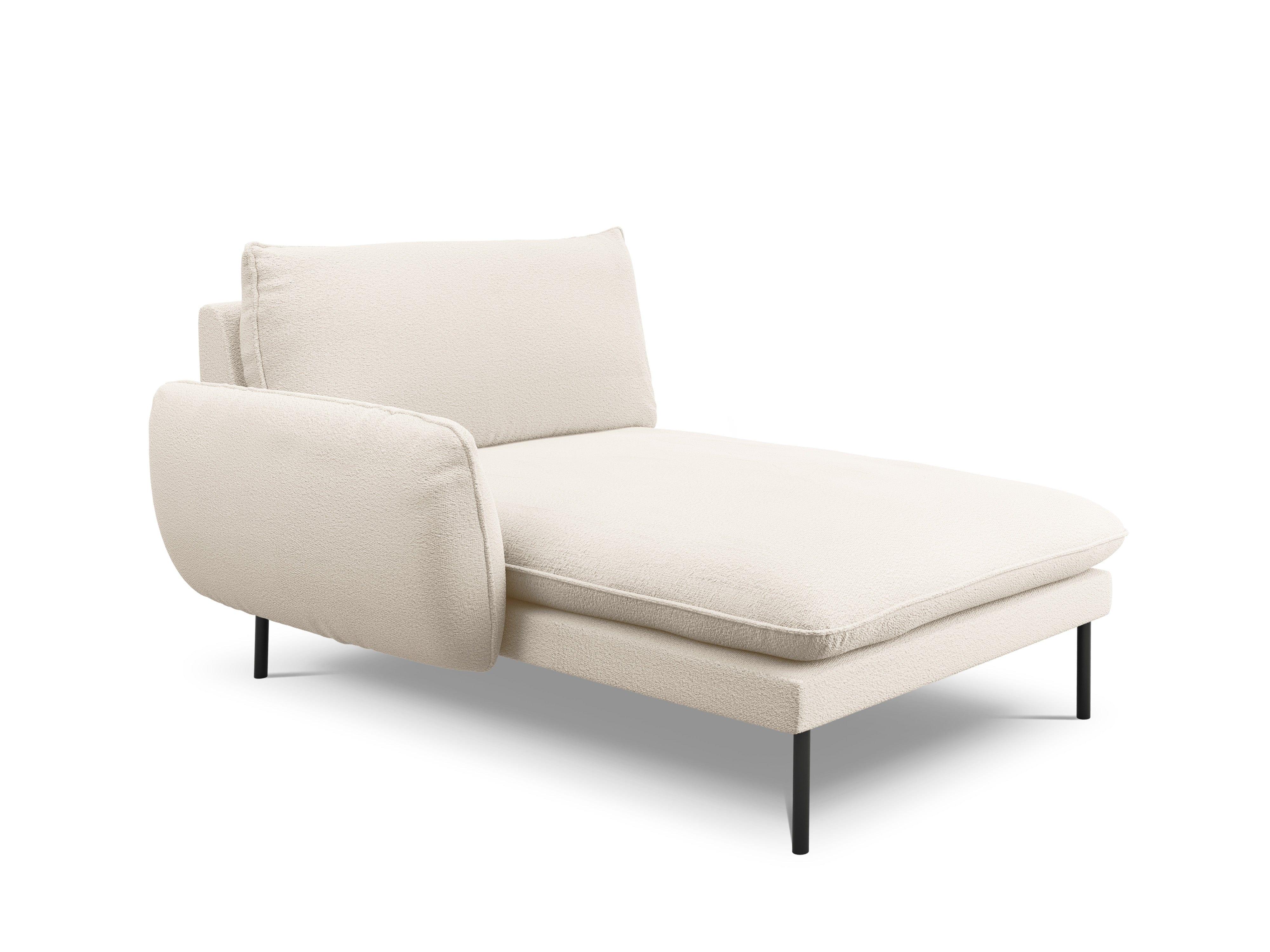 Szezlong w tkaninie boucle lewostronny VIENNA beżowy z czarną podstawą Cosmopolitan Design Eye on Design