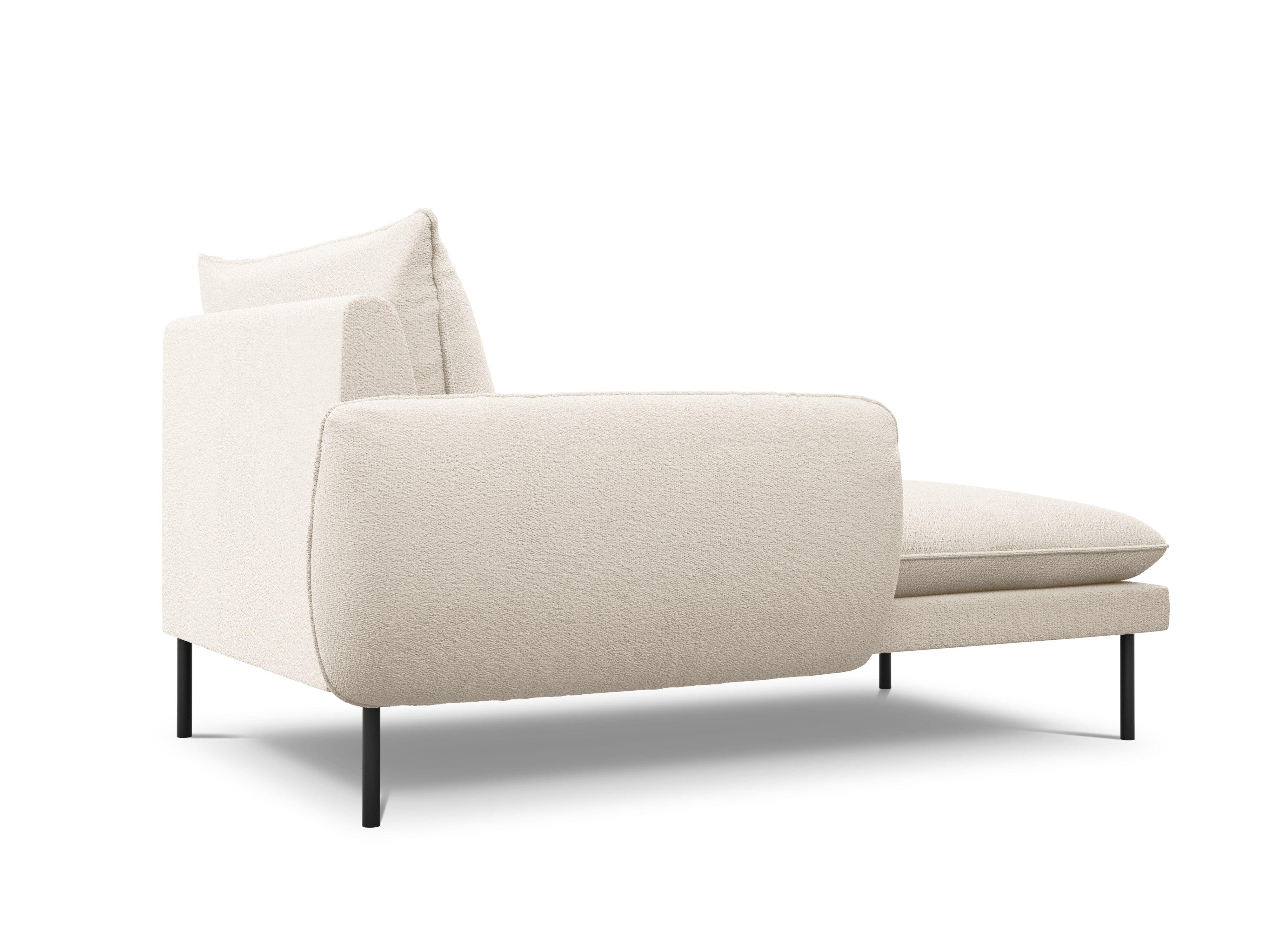 Szezlong w tkaninie boucle lewostronny VIENNA beżowy z czarną podstawą Cosmopolitan Design Eye on Design