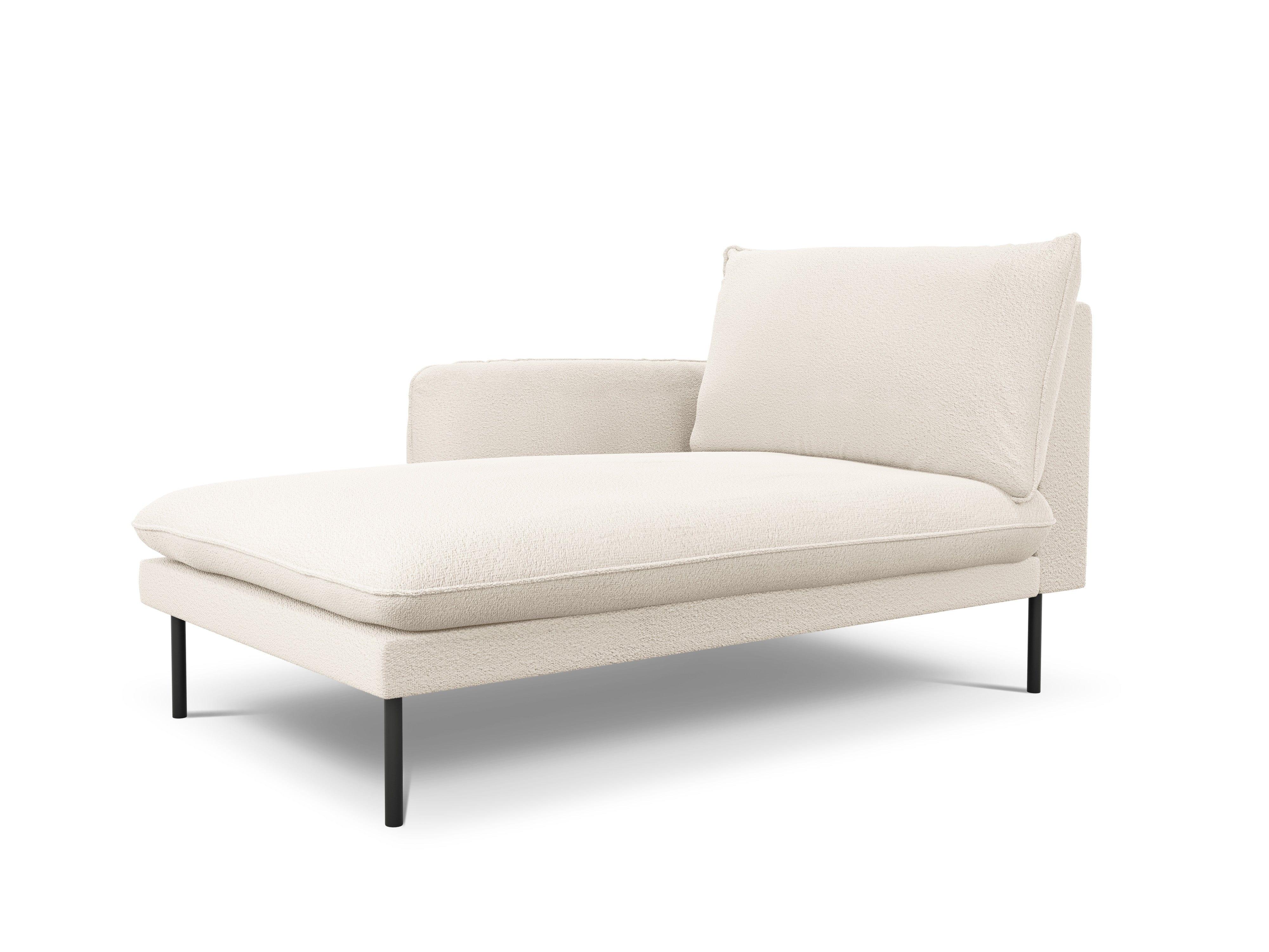 Szezlong w tkaninie boucle lewostronny VIENNA beżowy z czarną podstawą Cosmopolitan Design Eye on Design