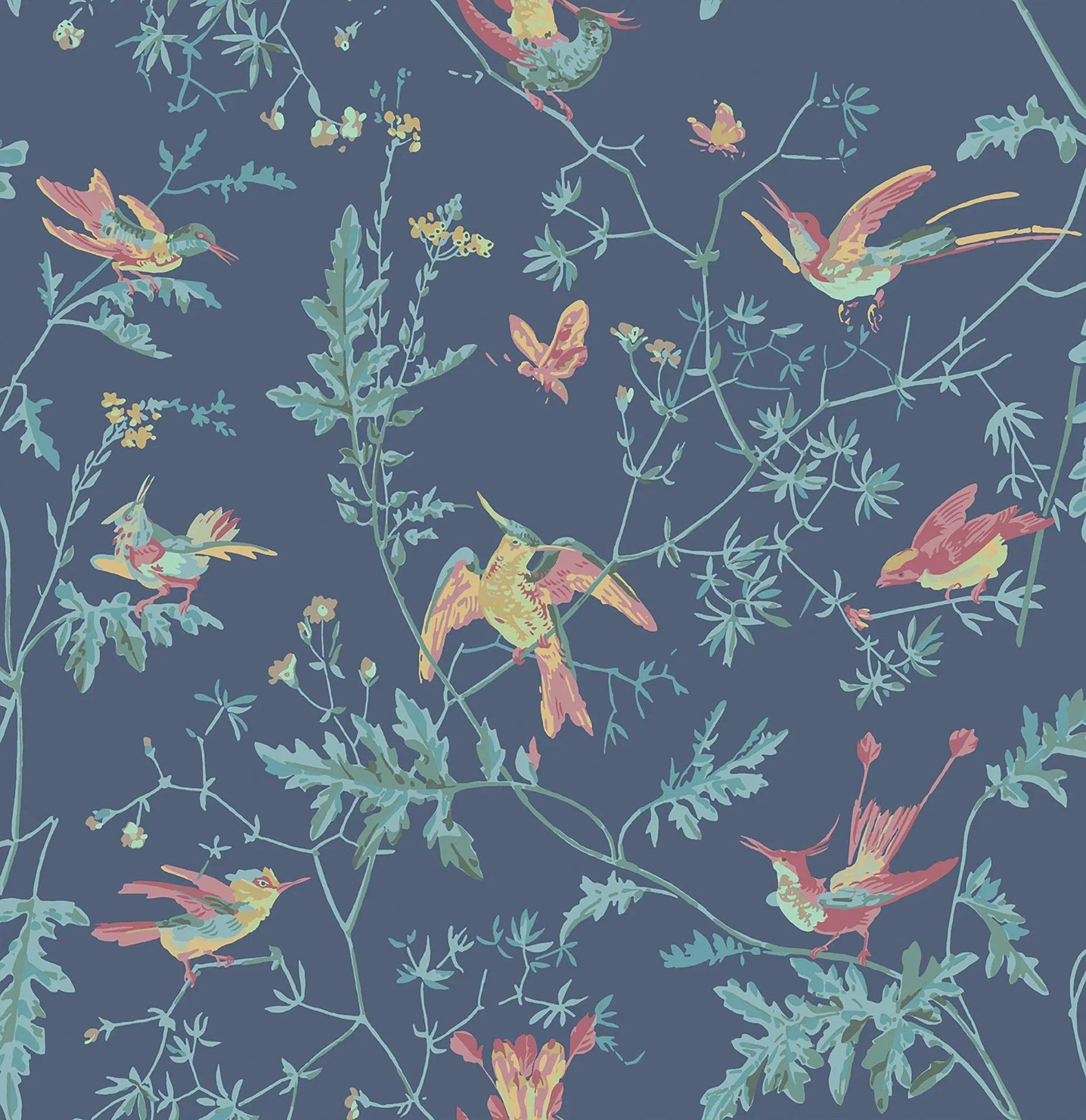 Tapeta ARCHIVE ANTHOLOGY - Hummingbirds turkus na granacie Cole & Son Default Title Eye on Design