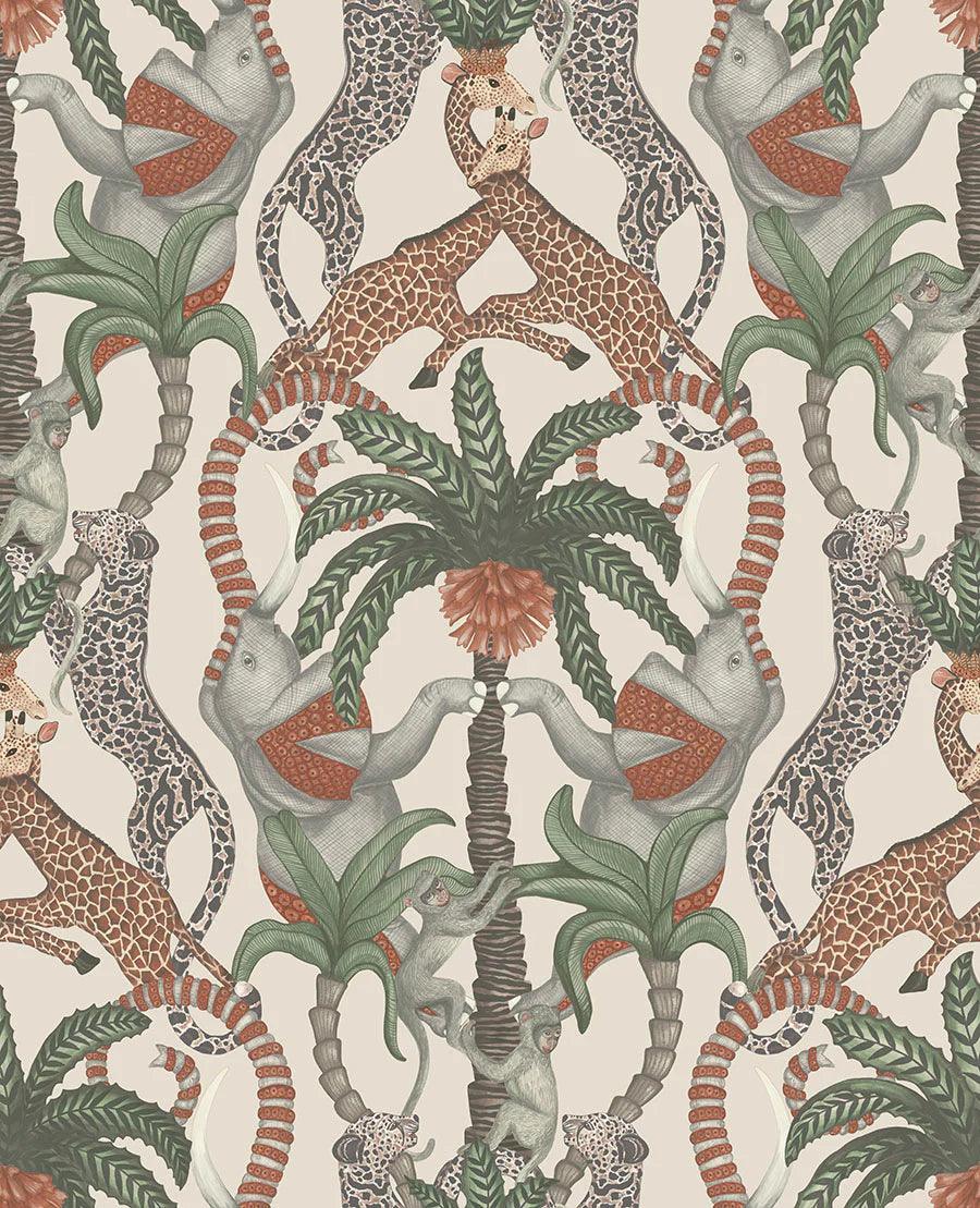 Tapeta ARDMORE JABULA - Safari Totem zielony na kremie Cole & Son Eye on Design
