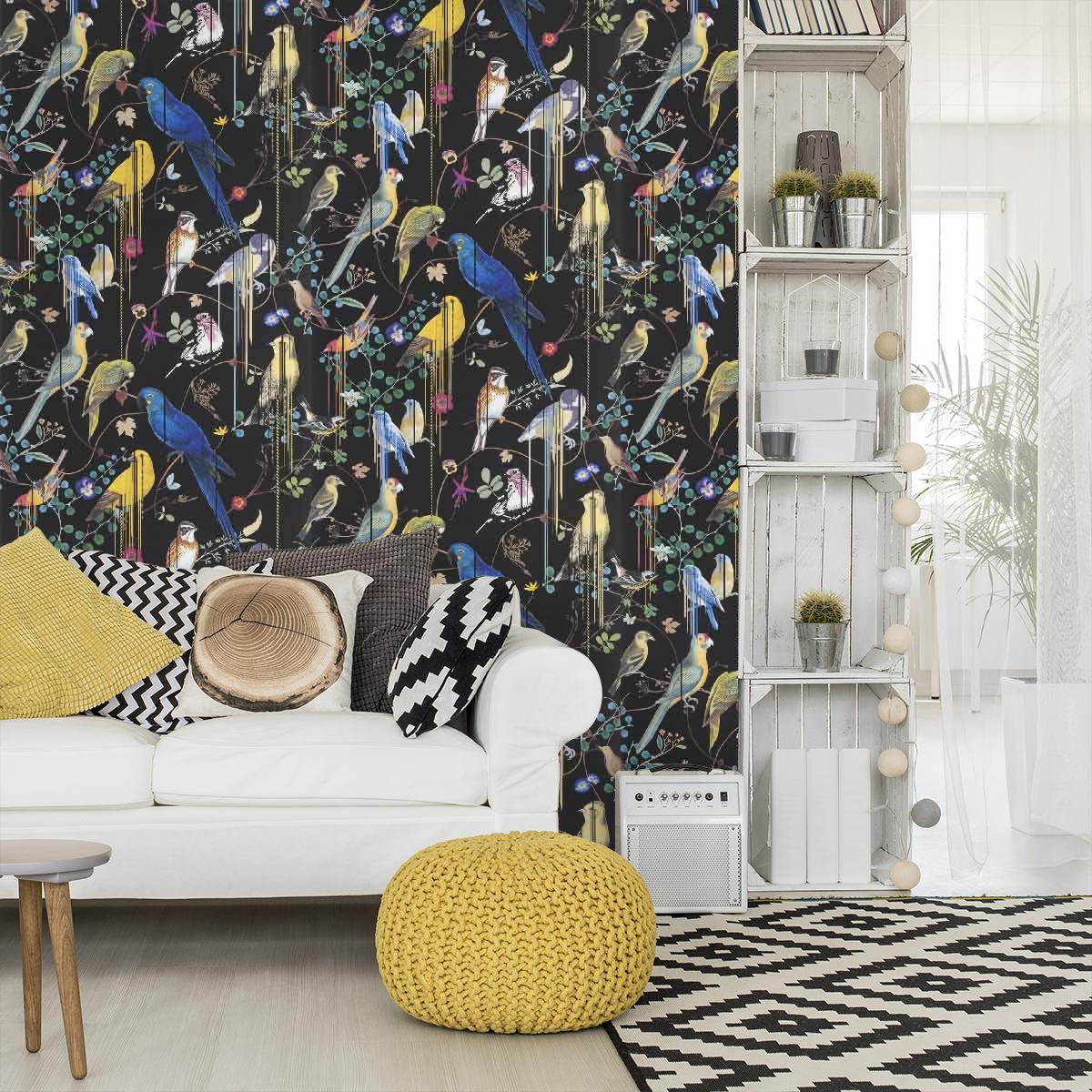 Tapeta BIRDS SINFONIA CREPUSCULE czarny Christian Lacroix Eye on Design