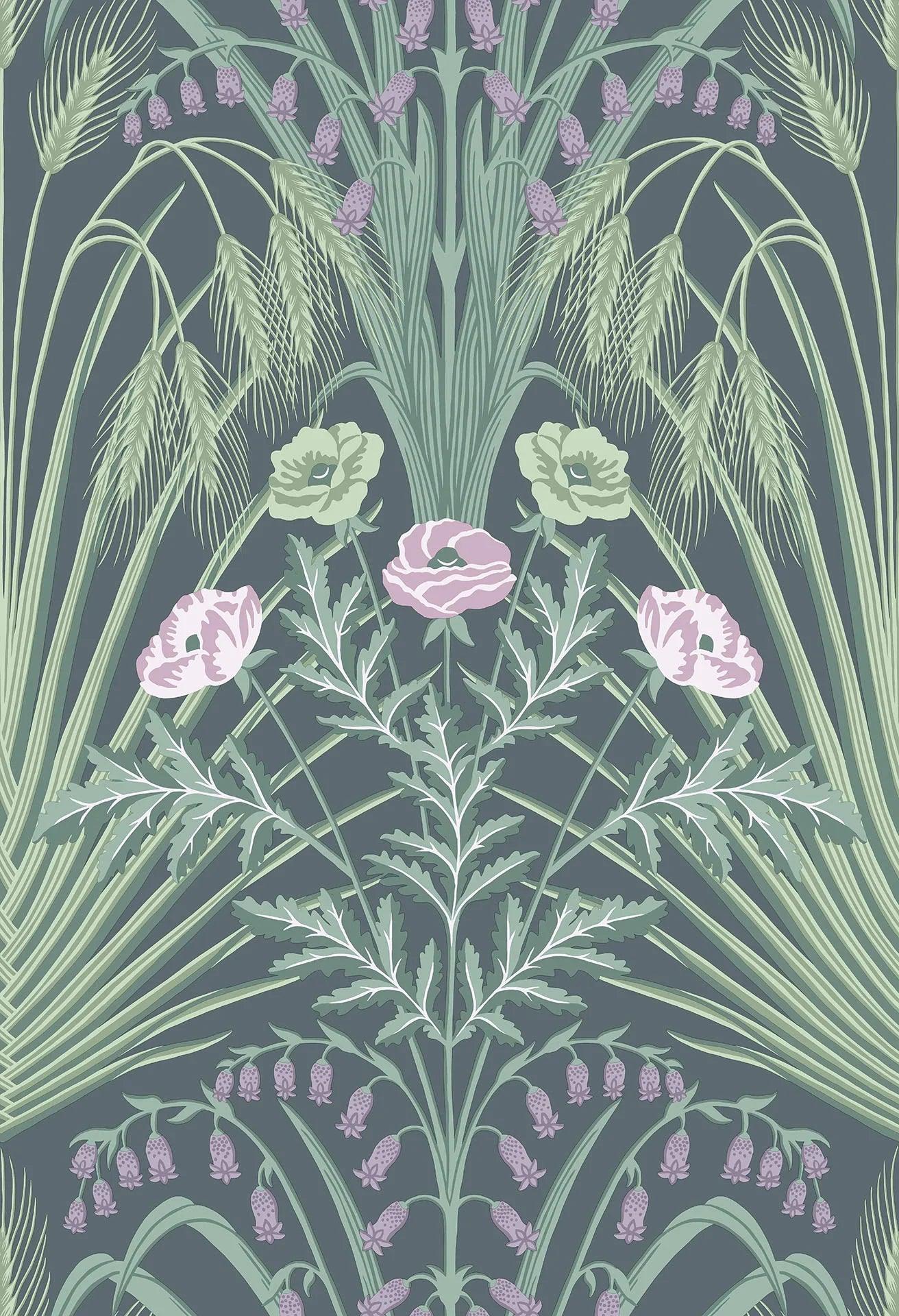 Tapeta BOTANICAL BOTANICA - Bluebell liliowy na ciemnej zieleni Cole & Son Eye on Design