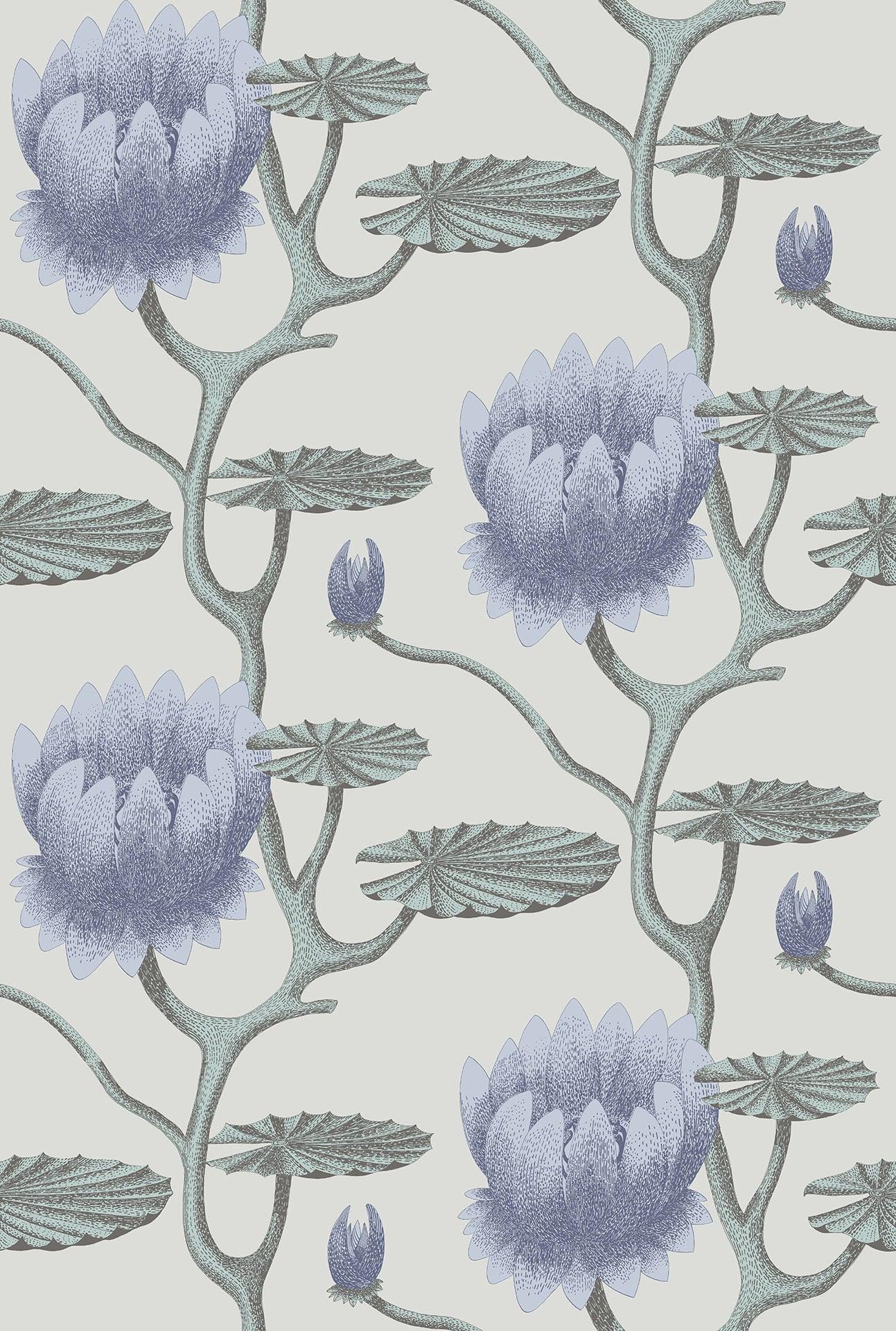 Tapeta CONTEMPORARY COLLECTION - Summer Lily niebieski na szarym Cole & Son Default Title Eye on Design
