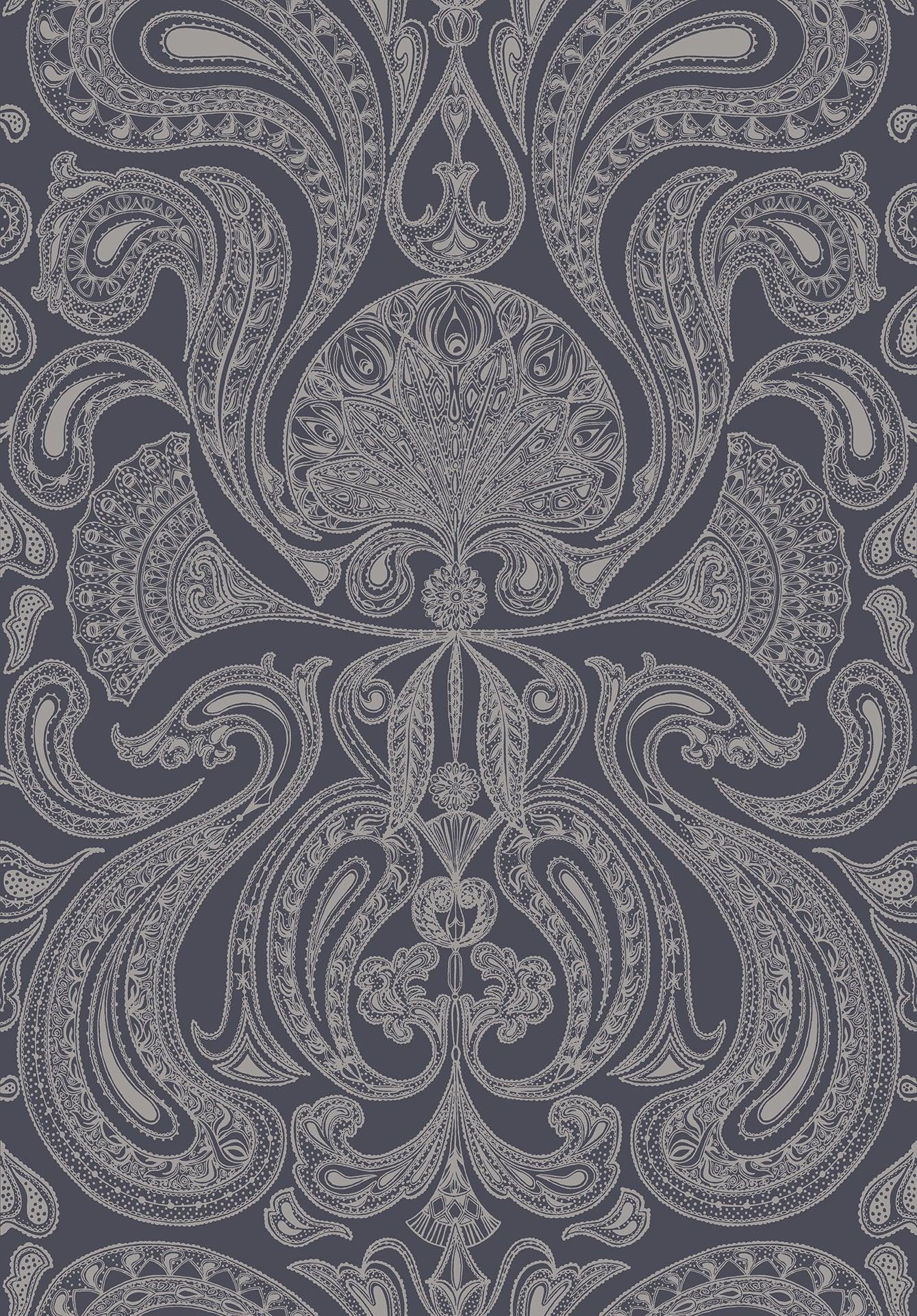 Tapeta CONTEMPORARY RESTYLED - Malabar metaliczne srebro na czarnym Cole & Son Default Title Eye on Design