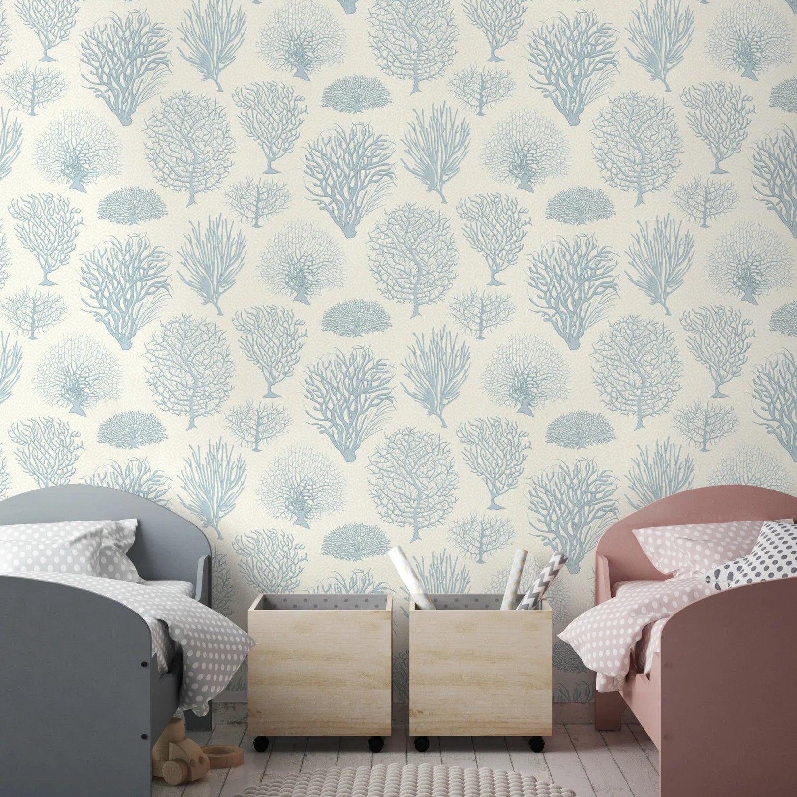 Tapeta CURIO - Seafern błękit na białym Cole & Son Eye on Design