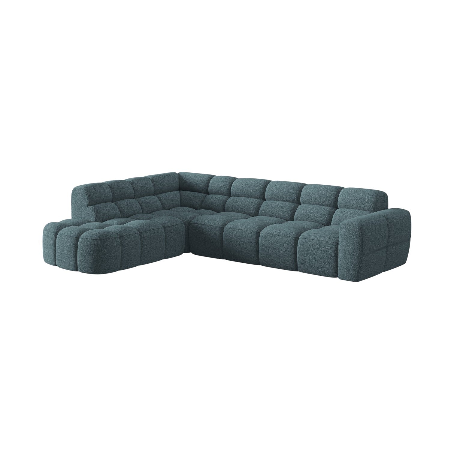 Linksseitiges Ecksofa LISA in hellblauem Chenille