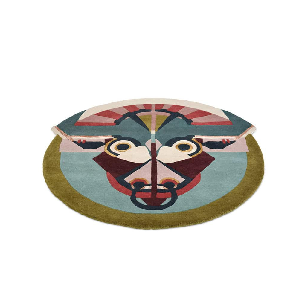 ZODIAC TAURUS runder Teppich grün-beige