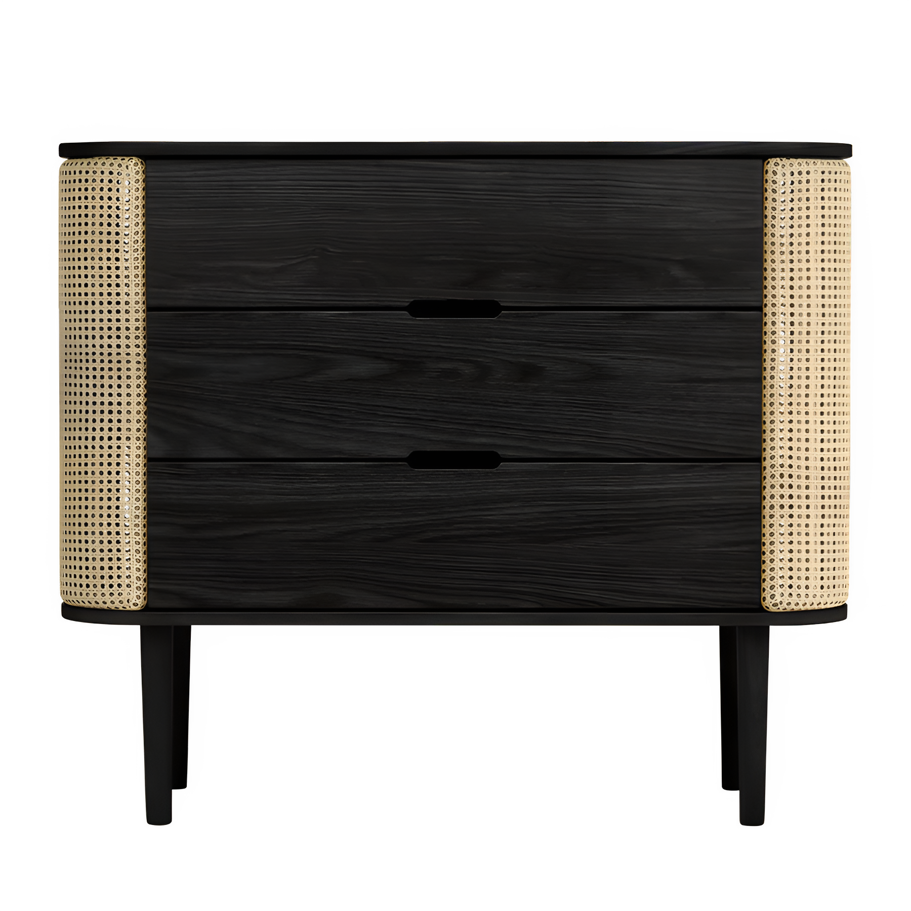 TREASURES cabinet with Venetian reed and black base