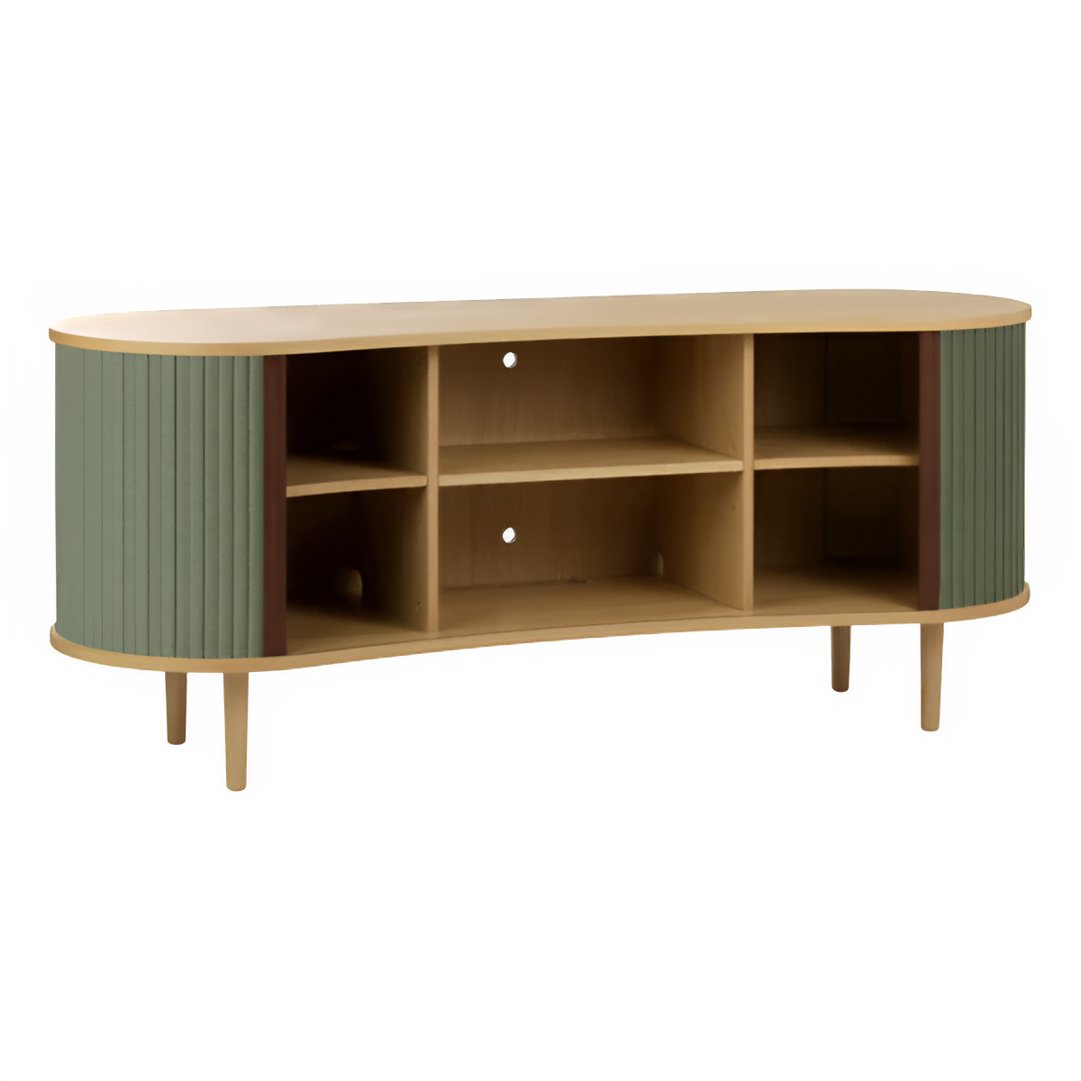 AUDACIOUS green RTV cabinet with oak base