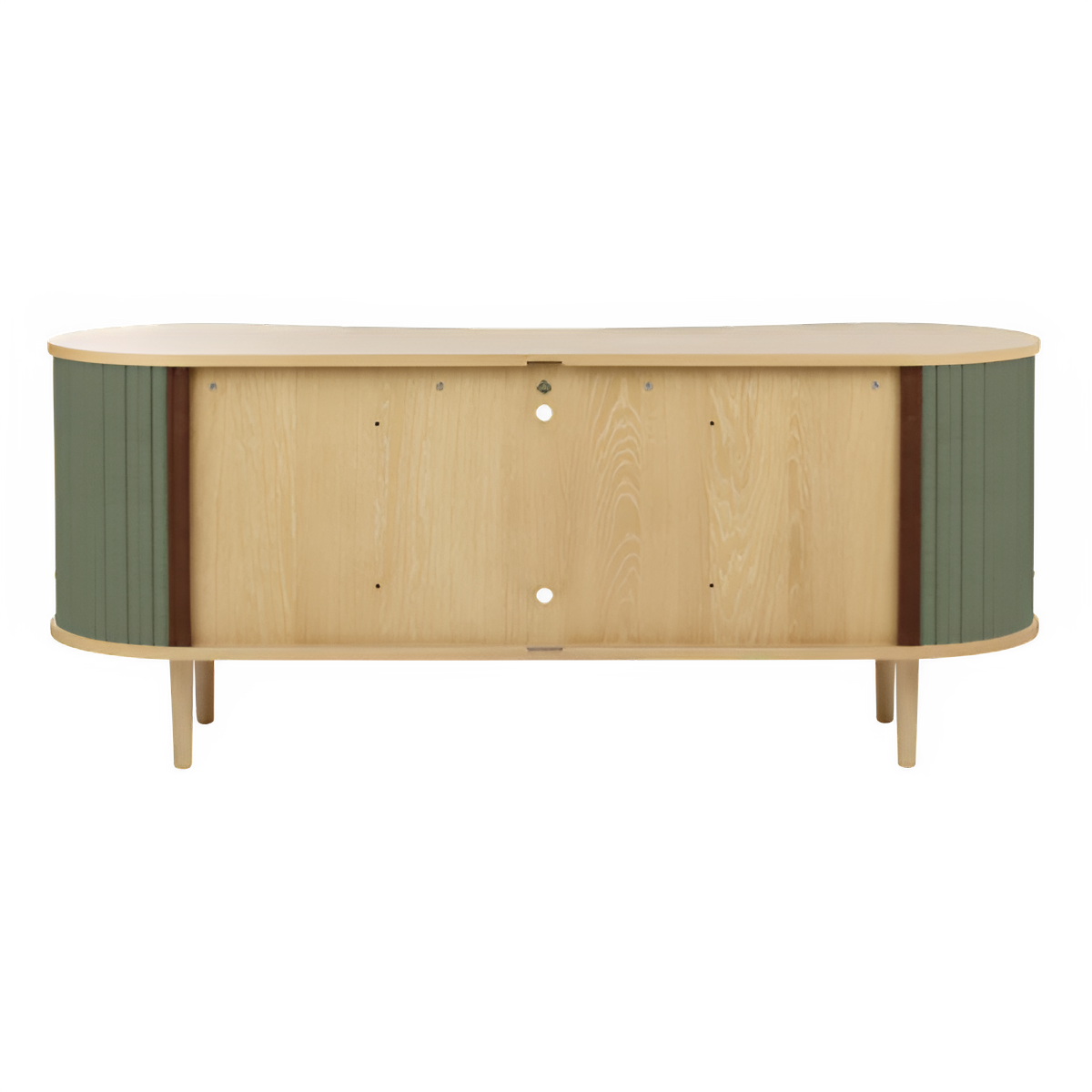 AUDACIOUS green RTV cabinet with oak base