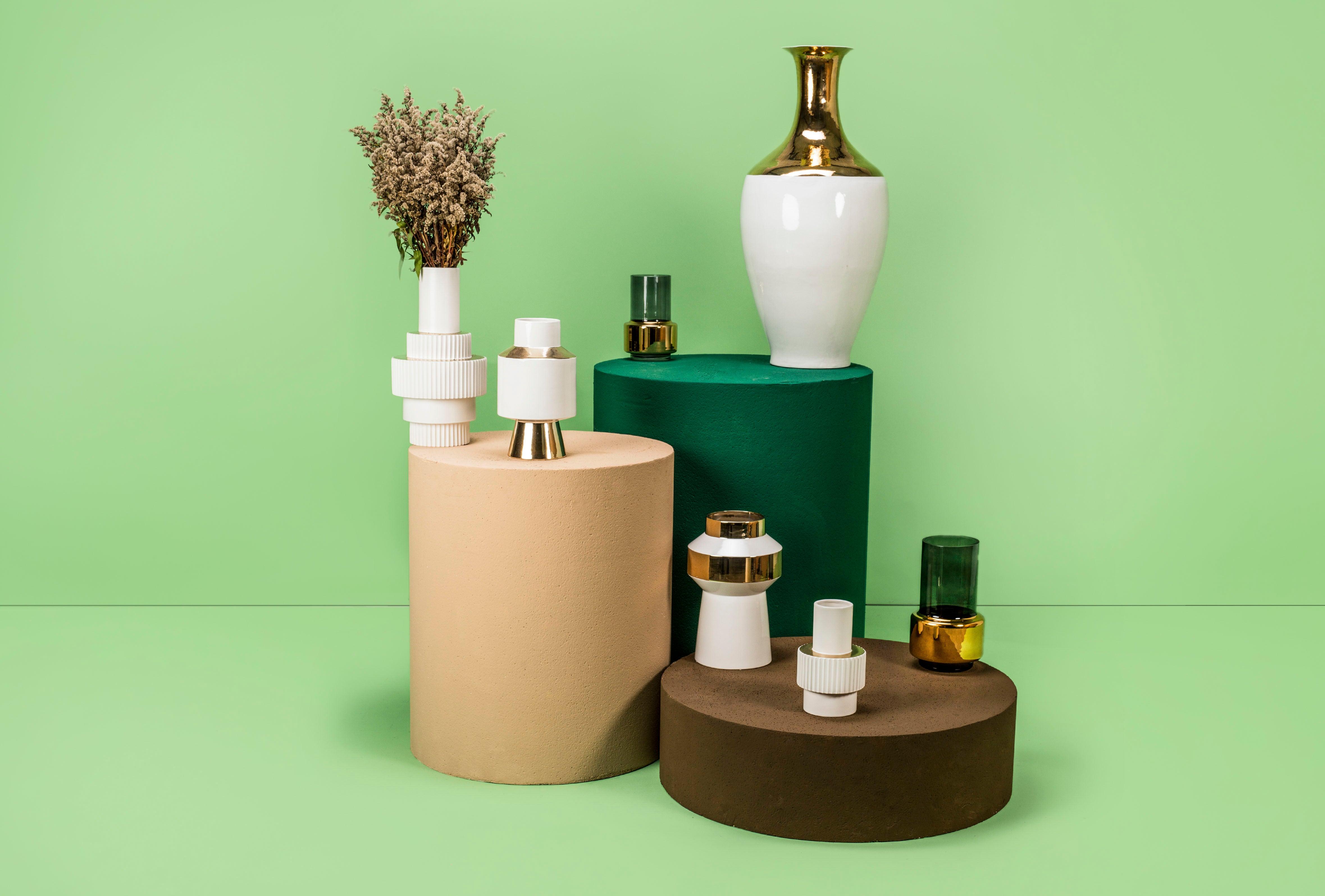 Wazon OBJECT SMALL biały ze złotym Pols Potten Eye on Design
