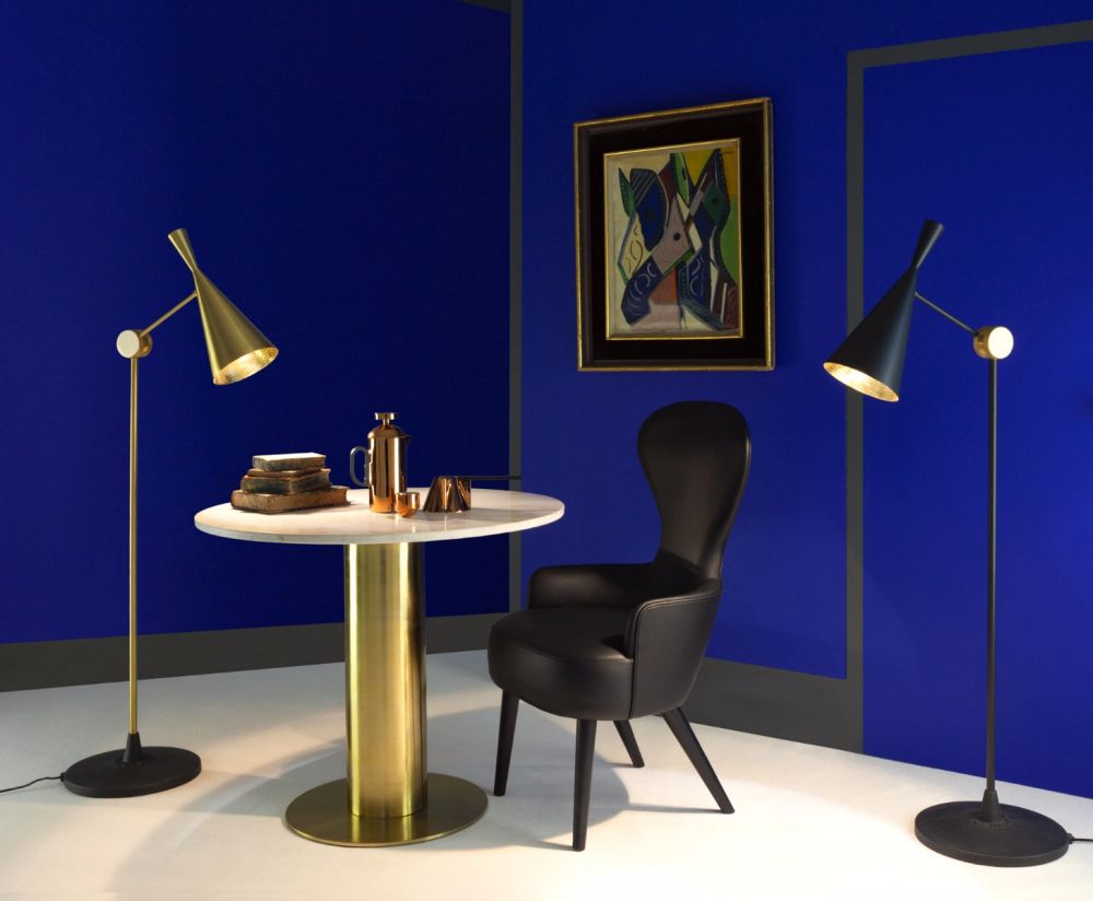 Stehlampe BEAT schwarz mit Kupfer